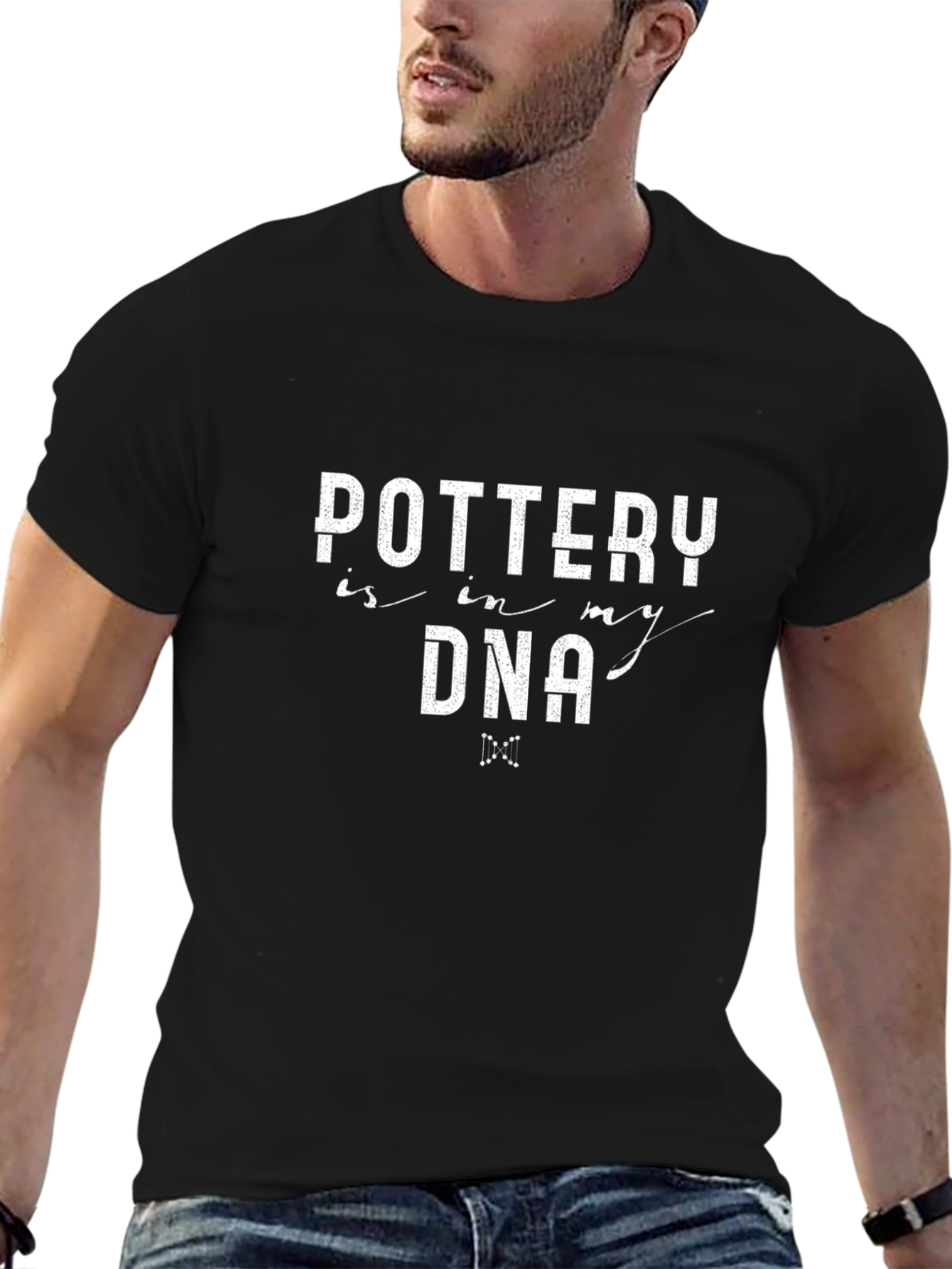 Black Pottery DNA Graphic Tee - Artsy Black T-Shirt view 6