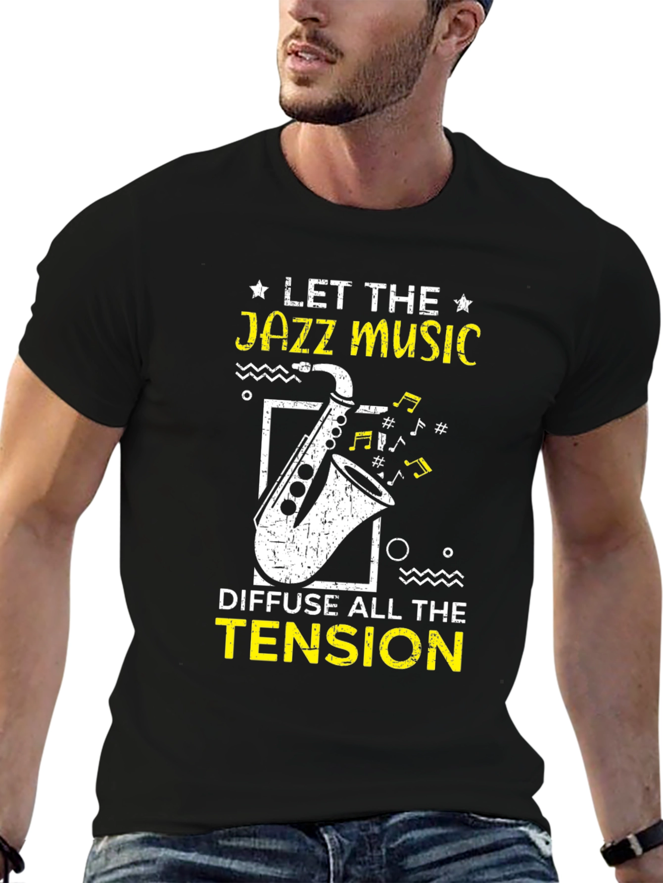 Black Jazz Music T-Shirt - Diffuse All the Tension view 6