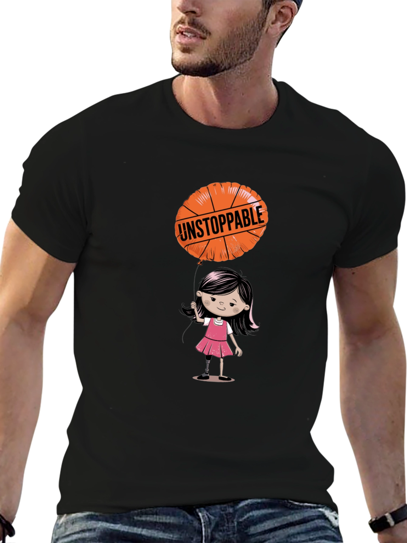 Black Unstoppable Girl's Graphic Tee view 6