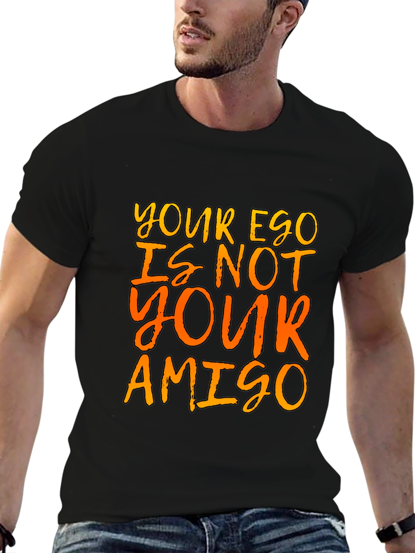 Black Ego Amigo Graphic Tee - Black Cotton T-Shirt view 6
