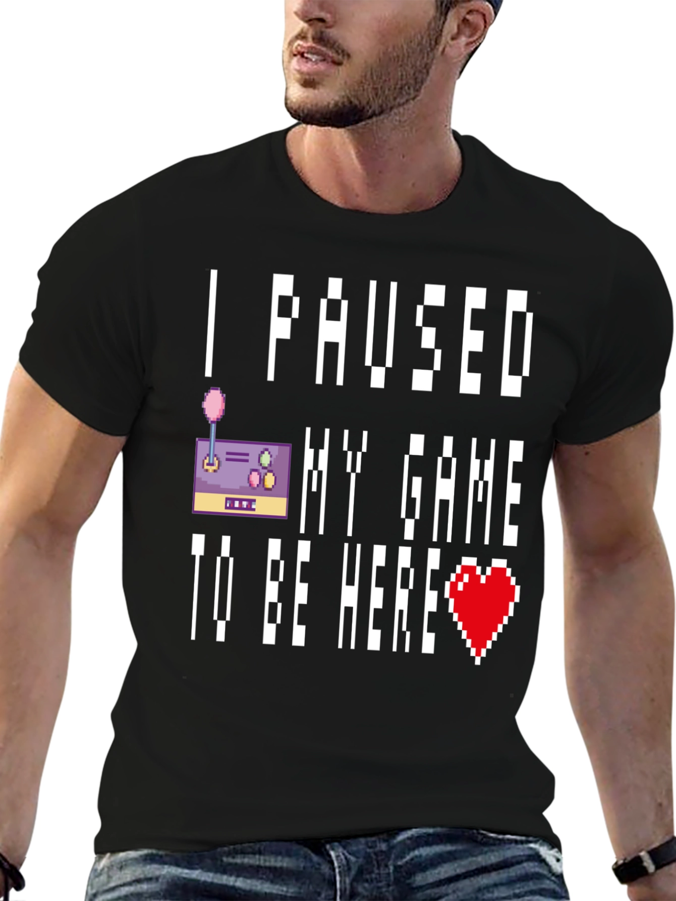 Black I Paused My Game T-Shirt view 6