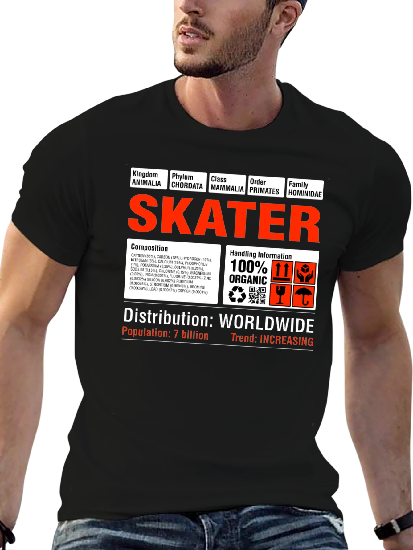 Black Skater Graphic T-Shirt - Organic Composition Design view 6
