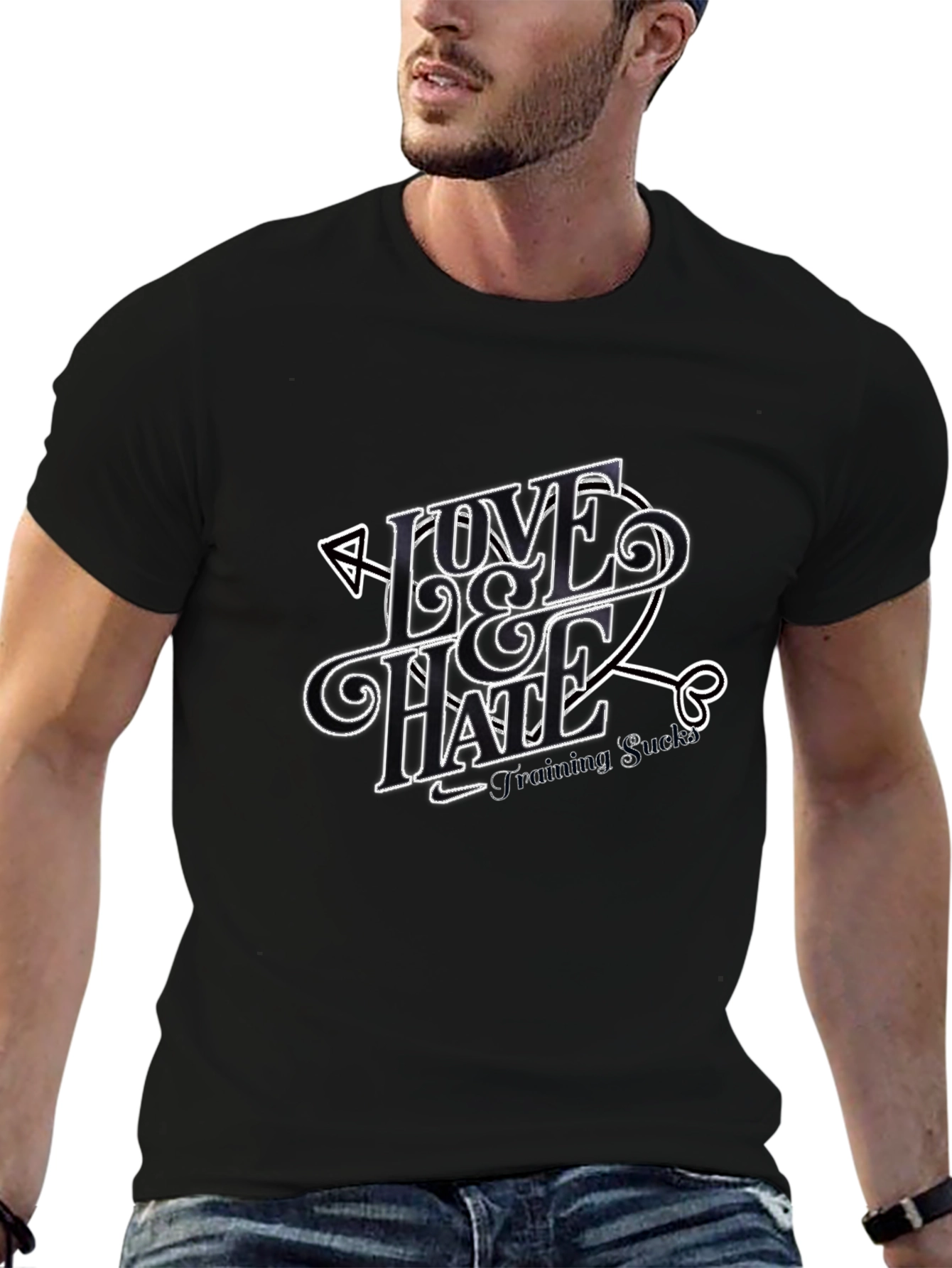 Black Love & Hate Graphic T-Shirt - Black Casual Tee view 6