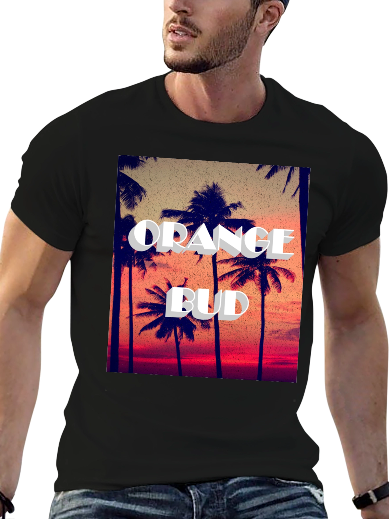Orange Bud Palm Tree Graphic Tee - Summer Vibes - 6