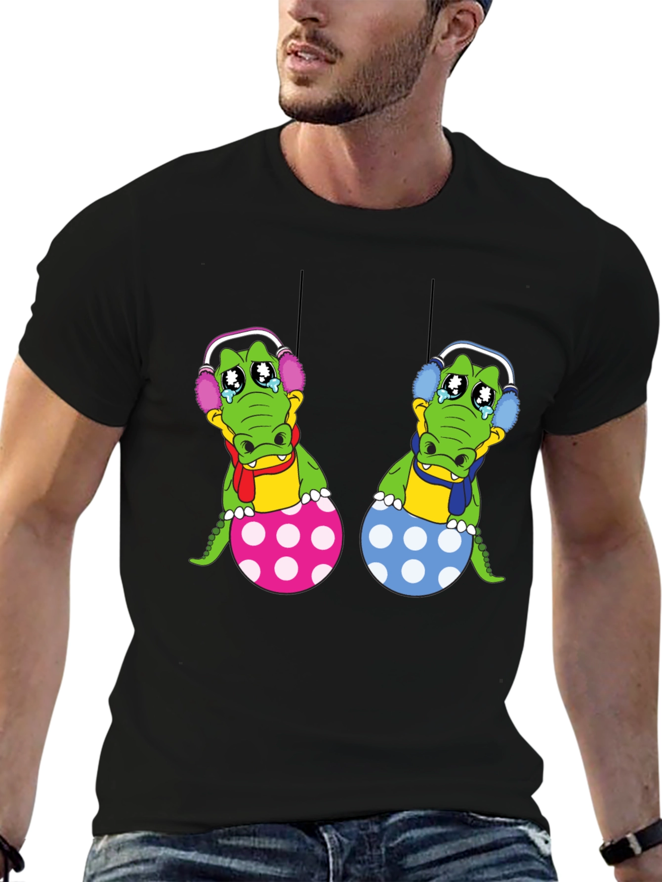 Black Crying Gator Easter Egg Graphic Tee view 6