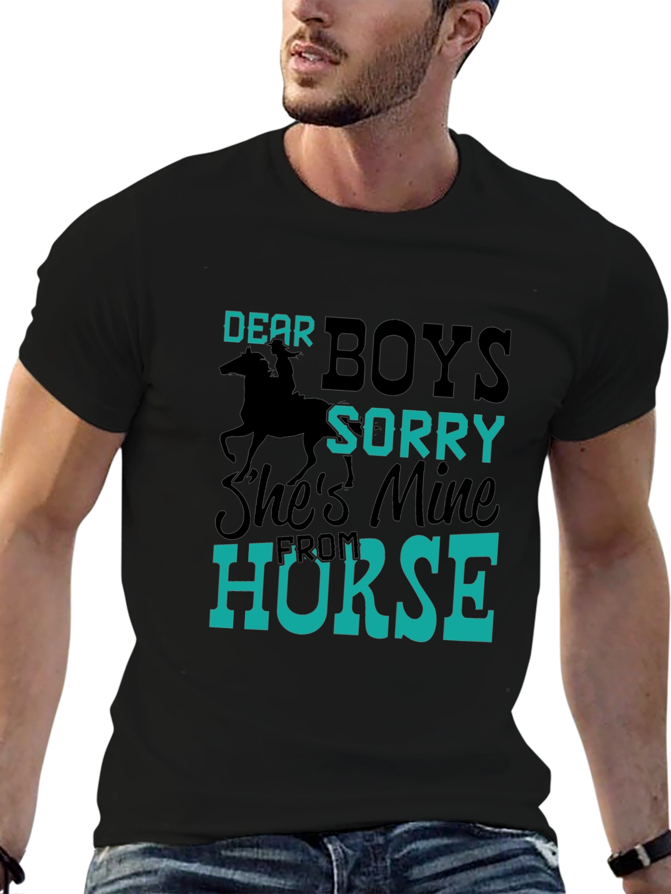 Black Funny Dear Boys Horse Lover T-Shirt view 6