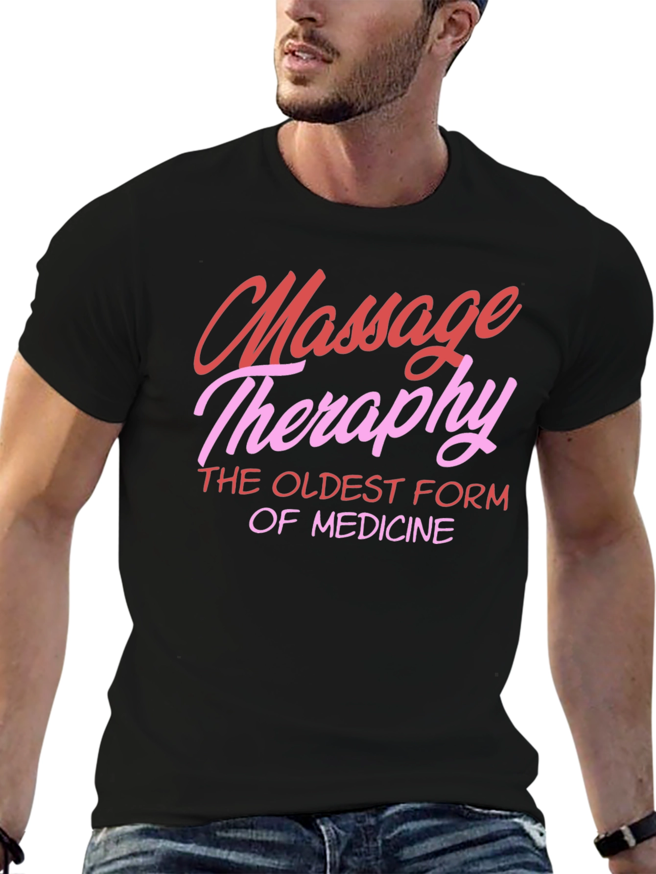 Black Massage Therapy T-Shirt - Oldest Form of Medicine view 6