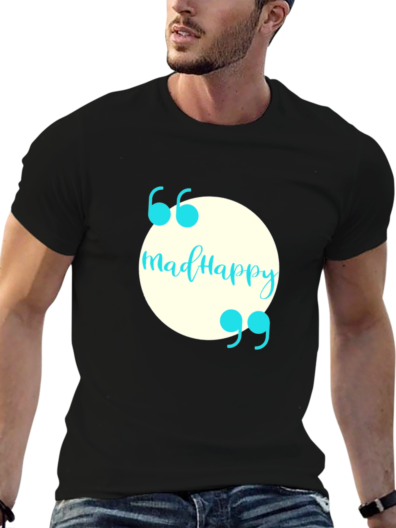 Black Mad Happy Graphic T-Shirt - Black view 6