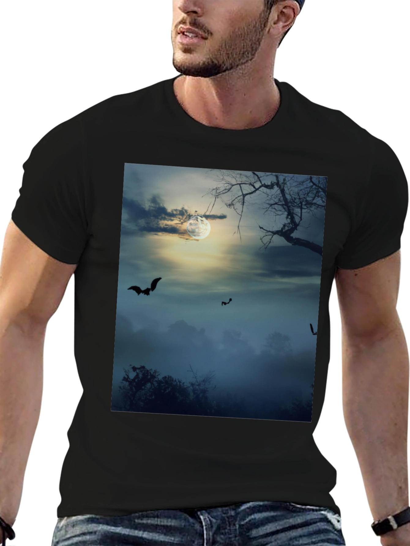 Spooky Night Bats Graphic Tee - 6