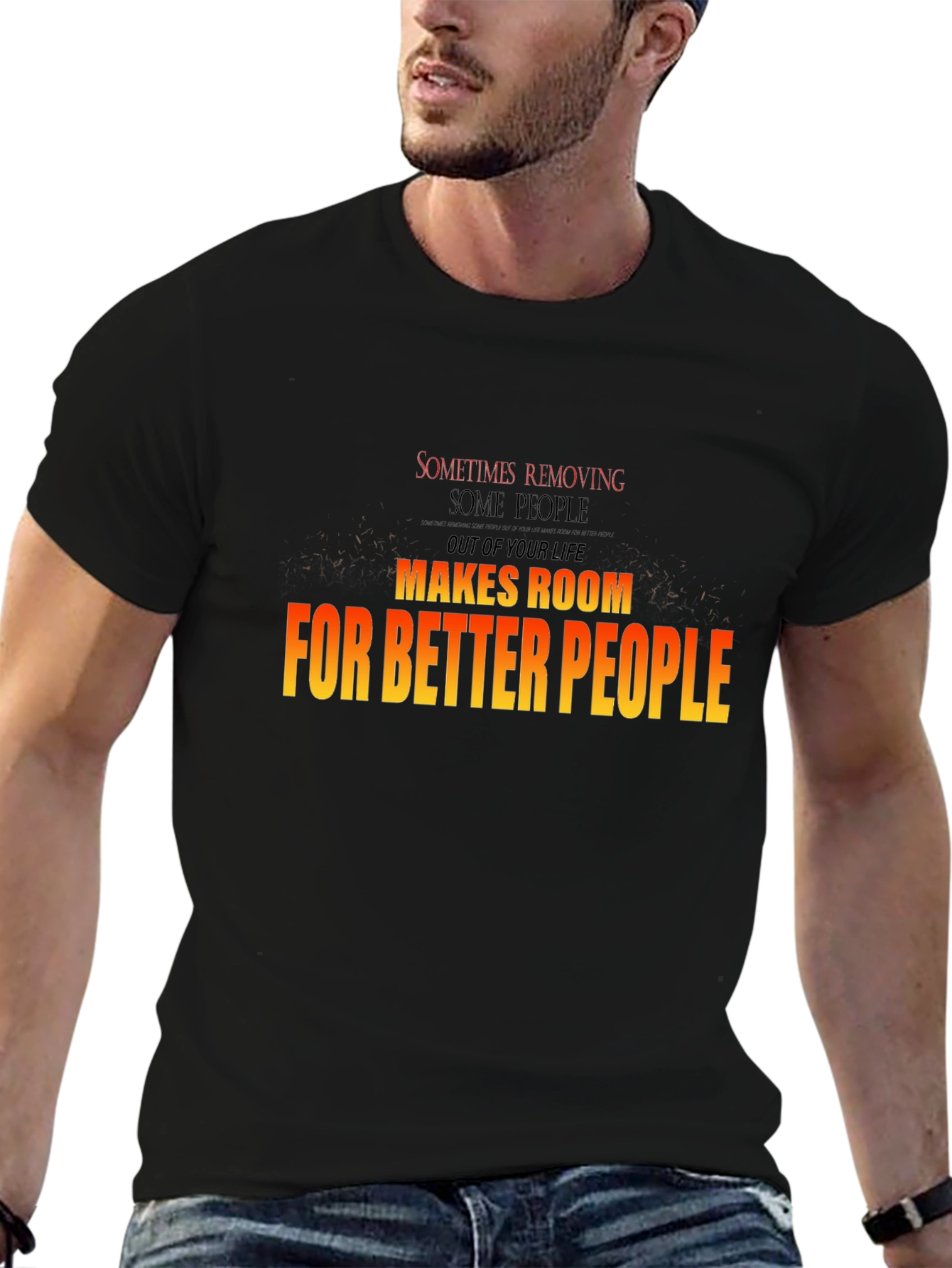 Black Motivational Graphic T-Shirt - Room for Better People view 6