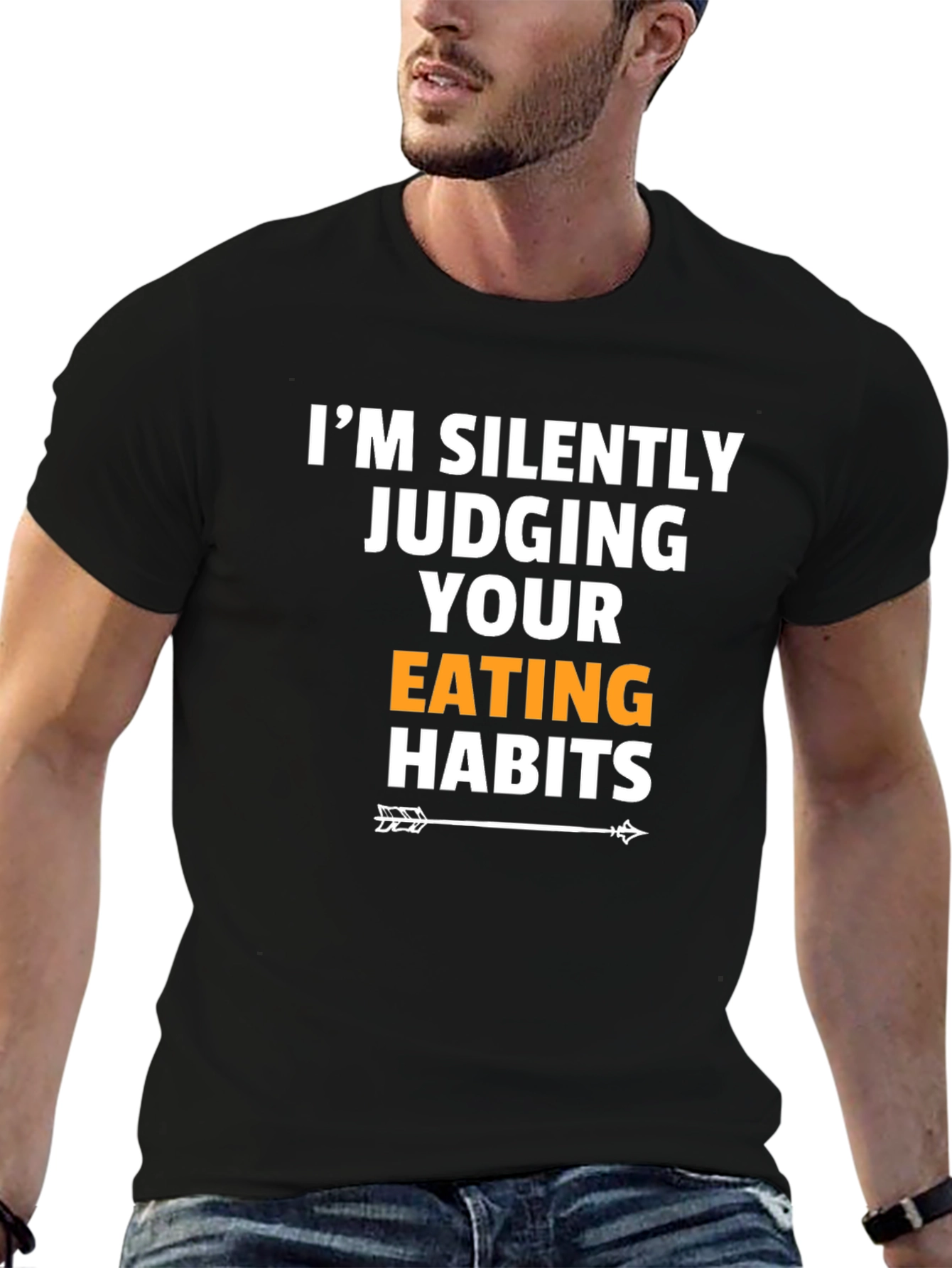 Black I'm Silently Judging Your Eating Habits T-Shirt view 6