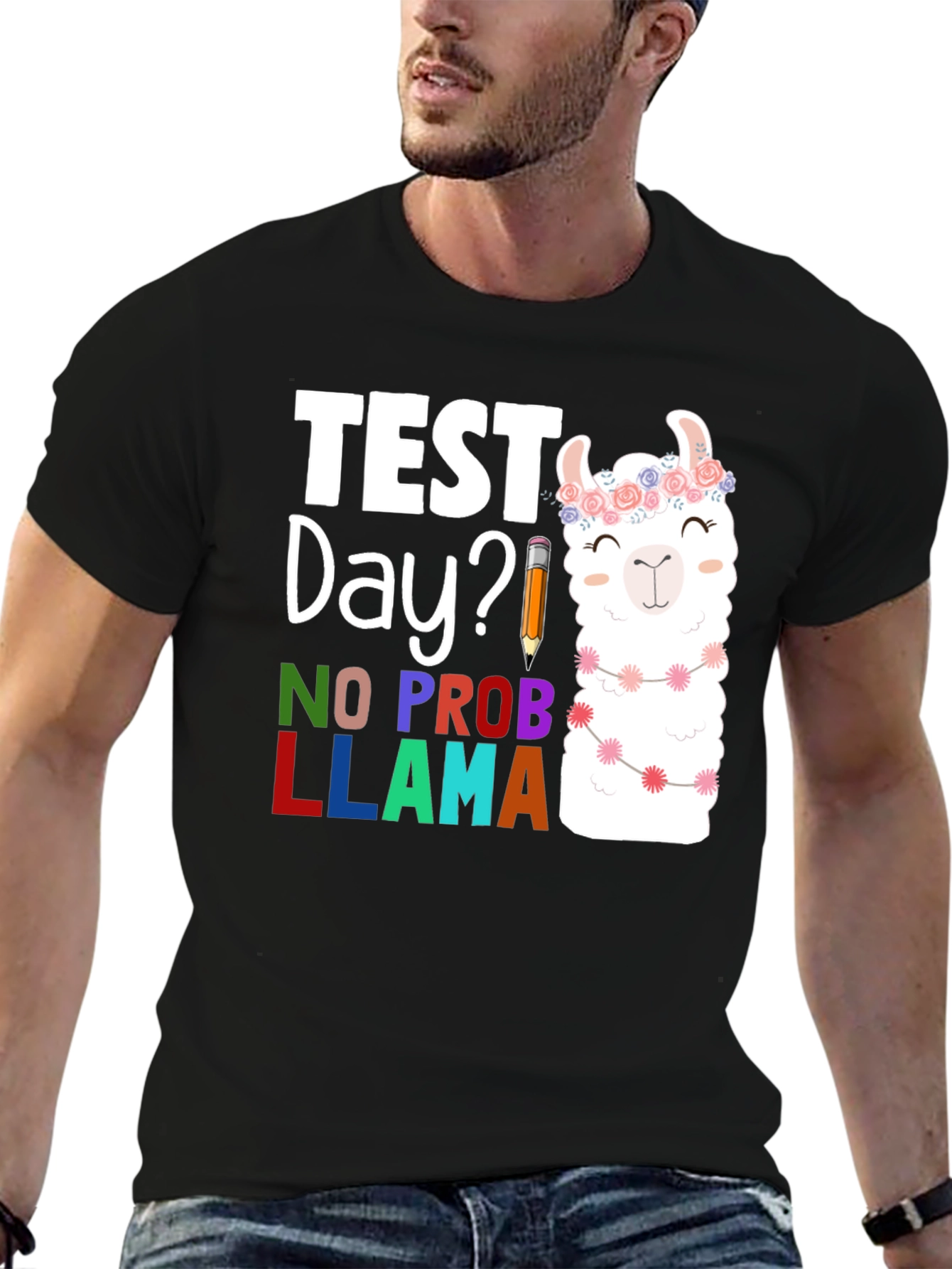 Black Test Day? No Prob Llama Graphic Tee view 6
