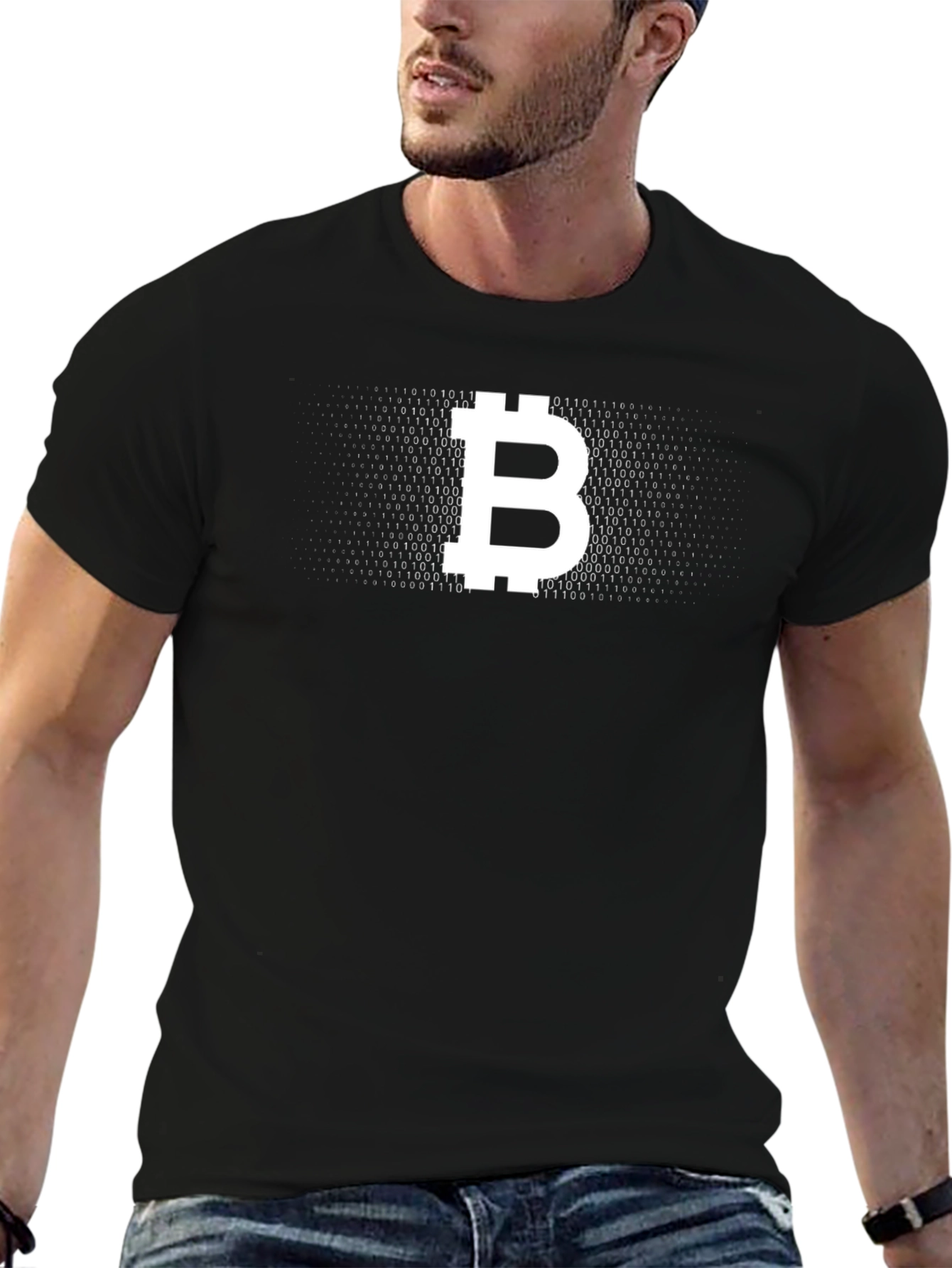 Black Bitcoin B Symbol Black T-Shirt - Crypto Fashion view 6