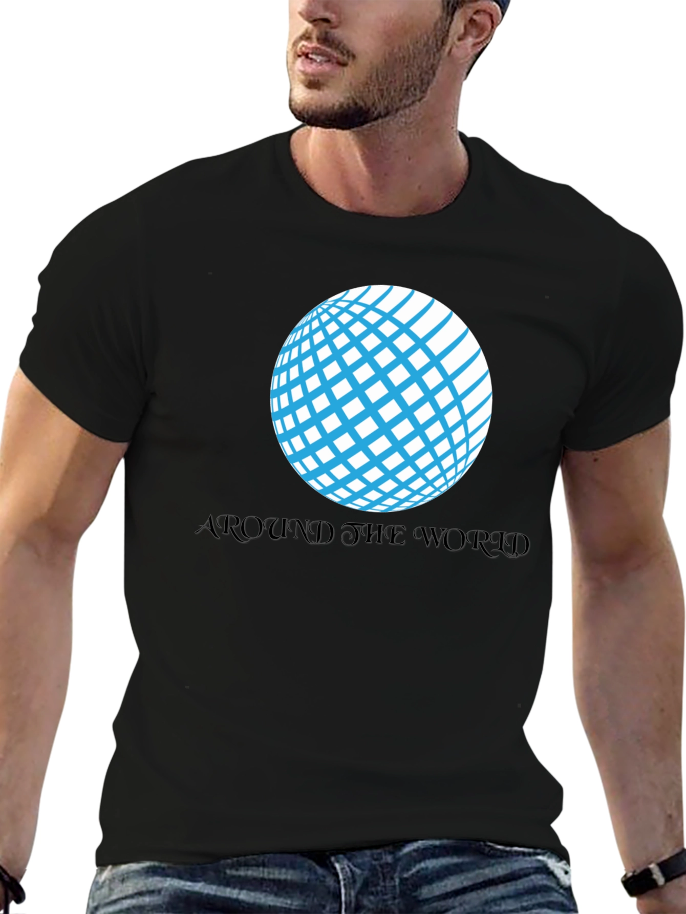 Black Around the World Graphic T-Shirt - Unisex Casual Tee view 6