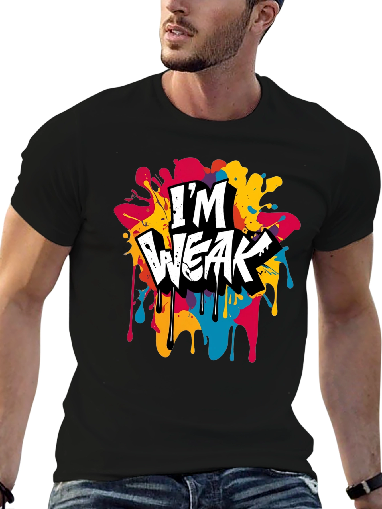 Black I'm Weak Graphic Tee - Bold & Colorful view 6