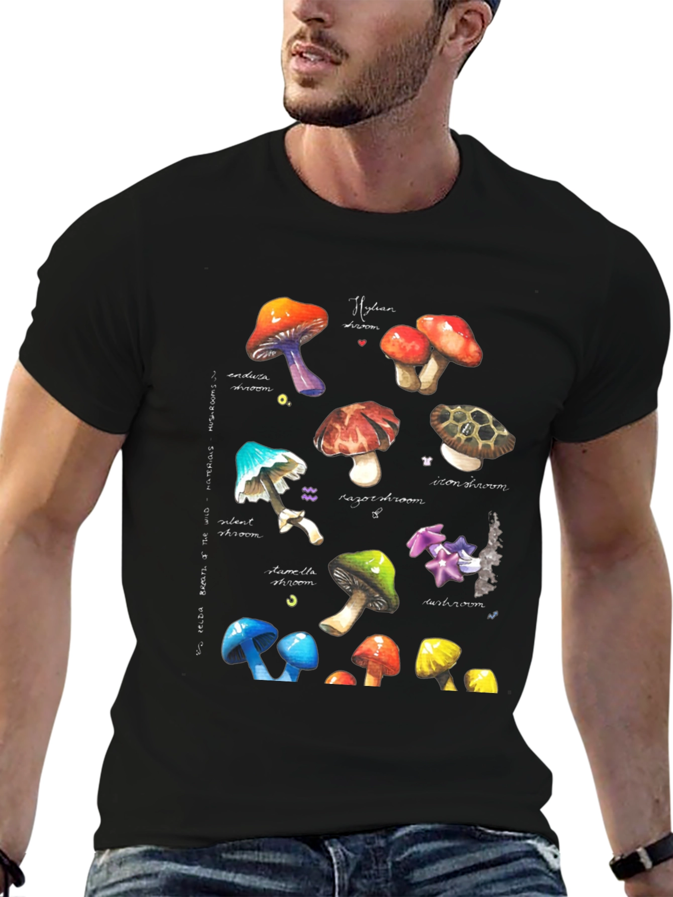 Black Watercolor Mushroom Graphic Tee view 6
