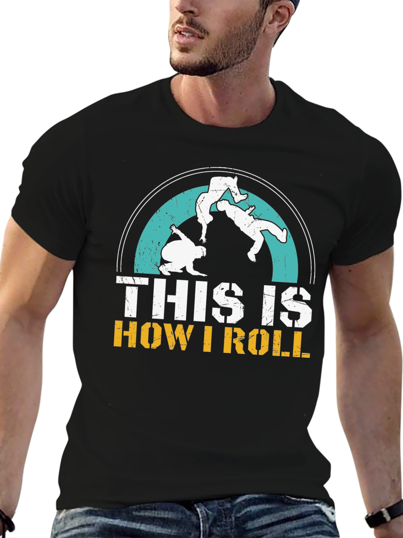 Black This is How I Roll Jiu Jitsu Black T-Shirt view 6