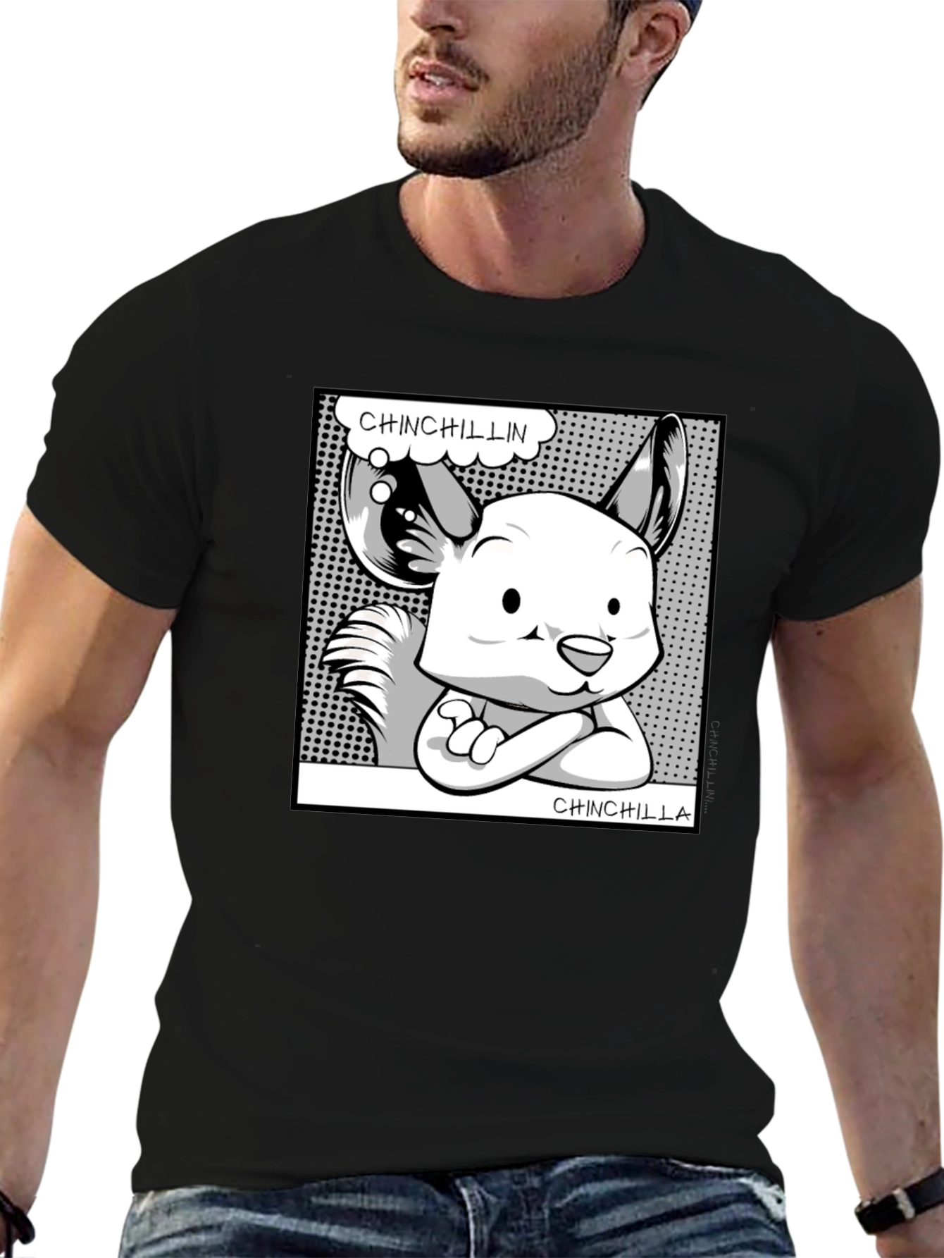 Black Chinchillin' Chinchilla Graphic Tee - Black view 6