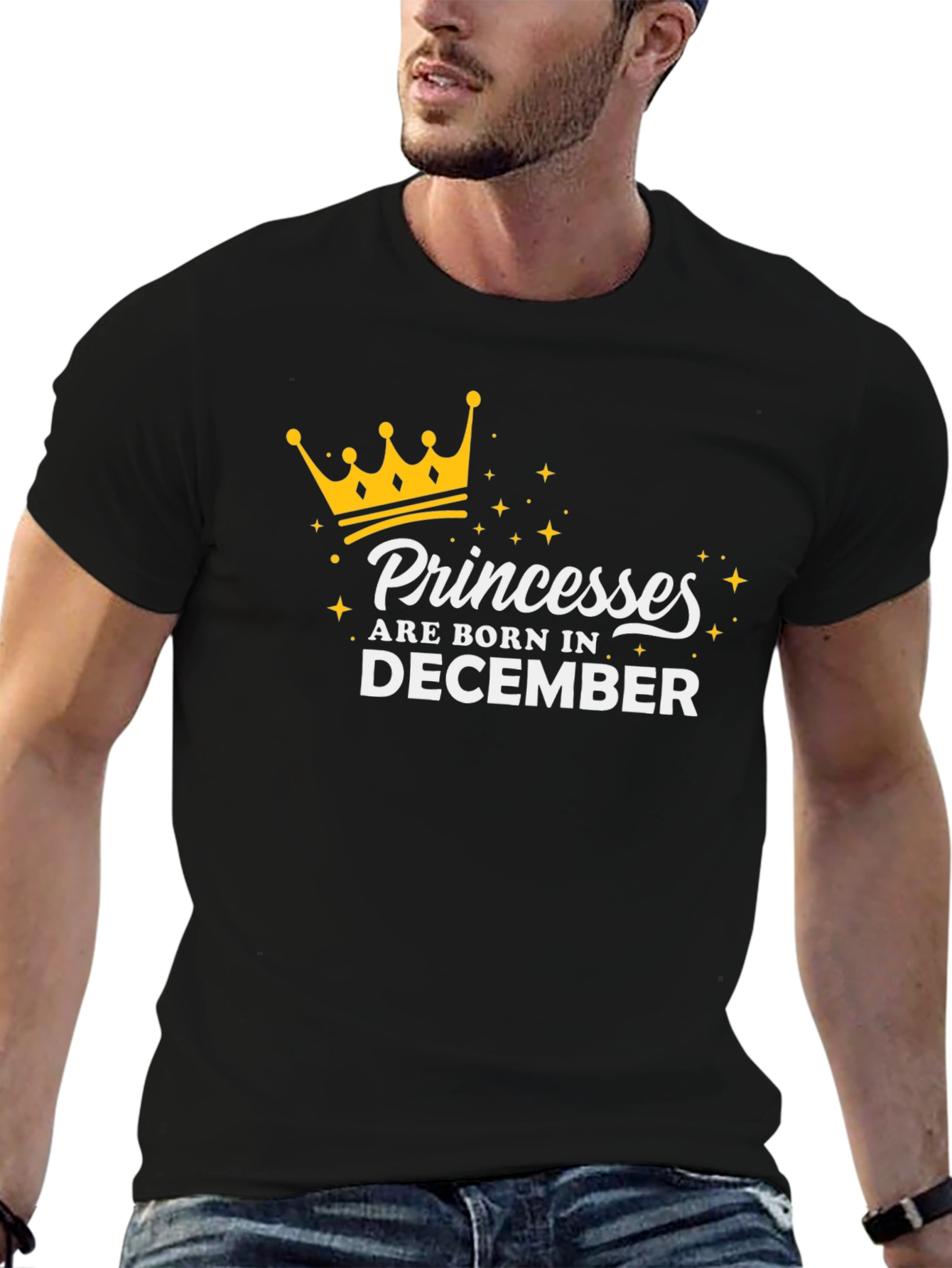 Black Princesses Born in December Black T-Shirt view 6