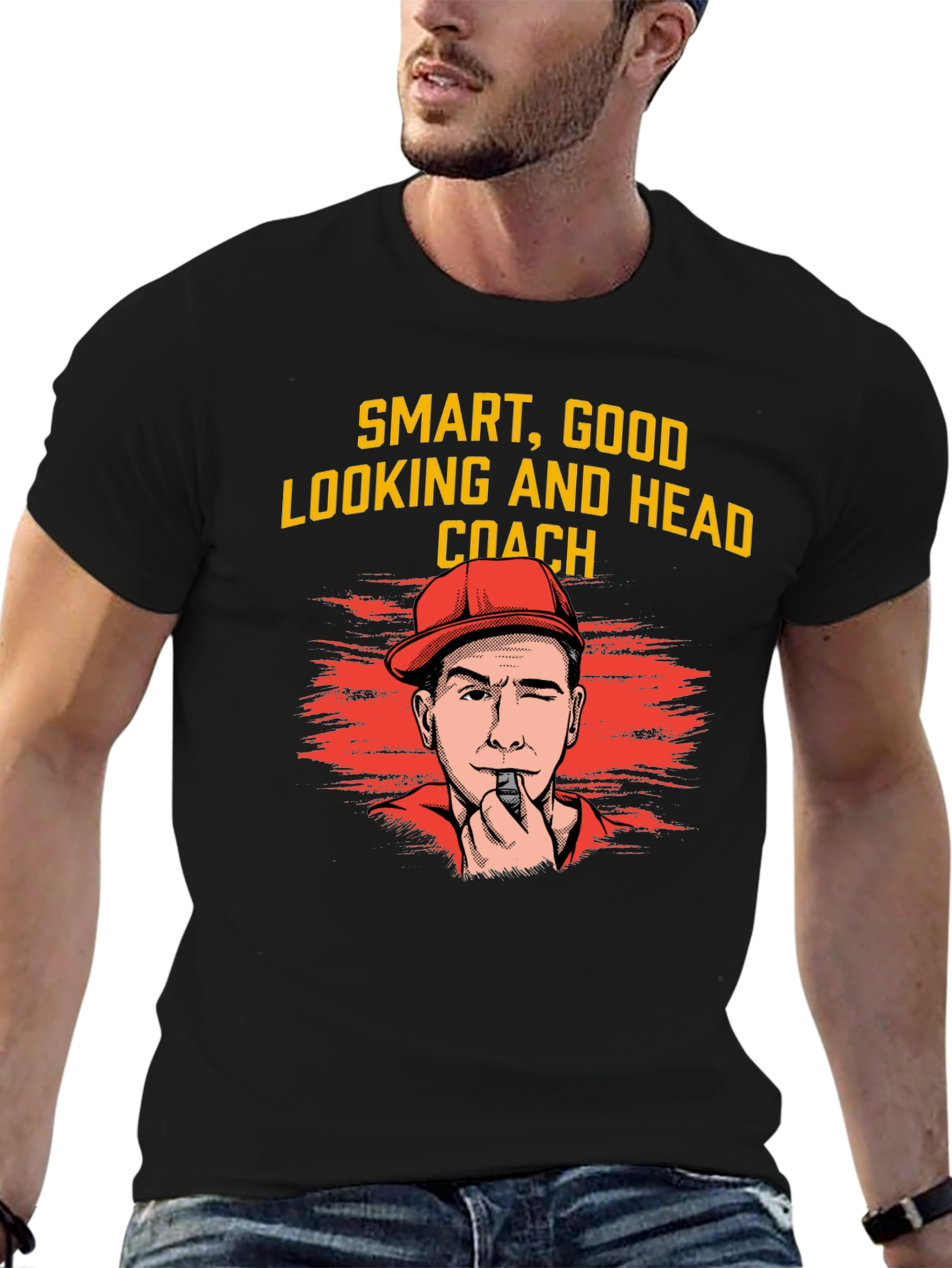 Black Smart Good Looking Head Coach Graphic T-Shirt view 6