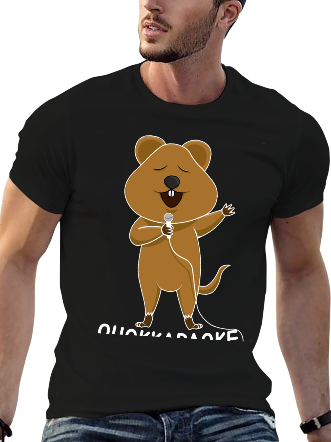 Black Quokka Karaoke T-Shirt - Sing Your Heart Out! view 6