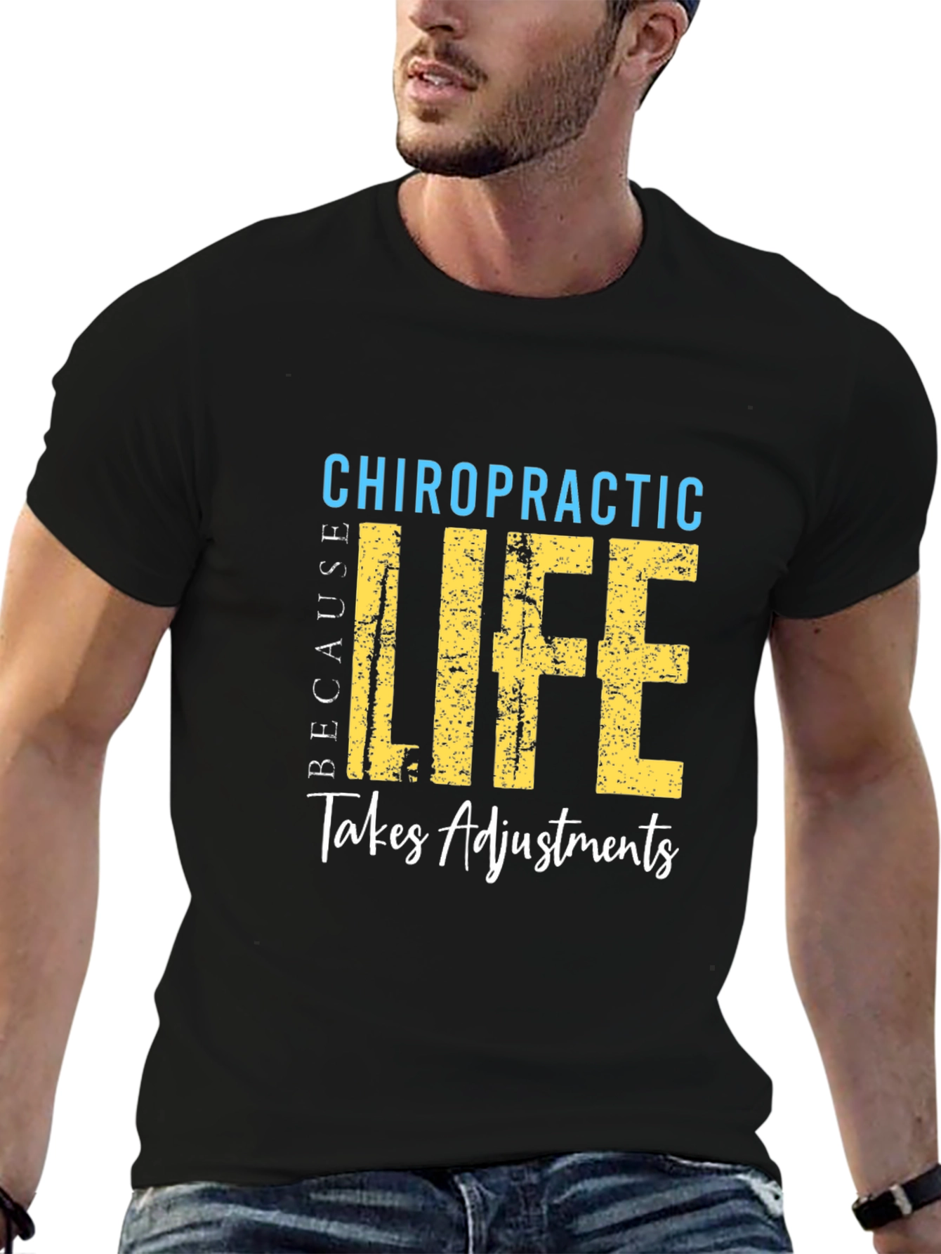 Black Chiropractic Life Takes Adjustments T-Shirt view 6