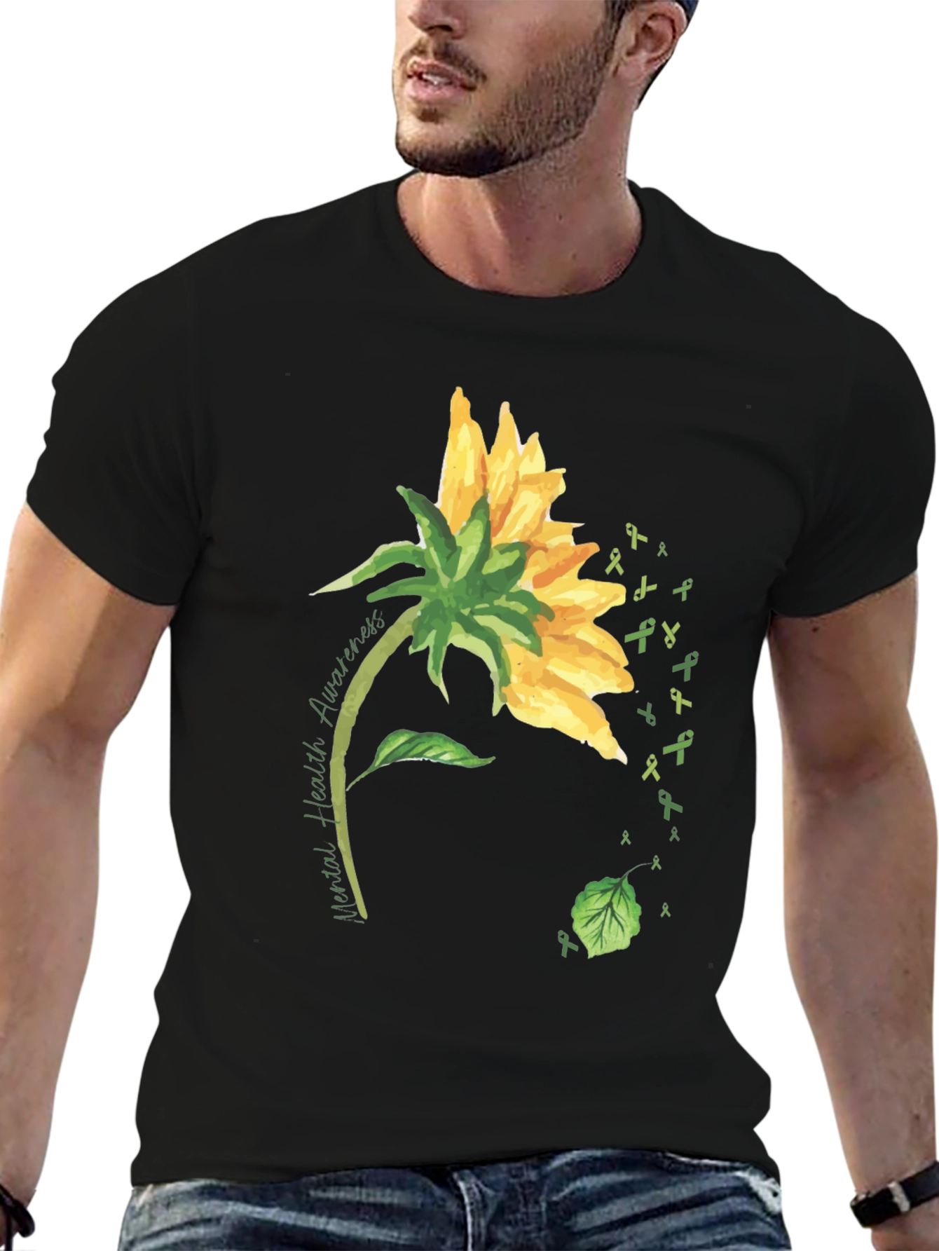 Black Mental Health Awareness Sunflower T-Shirt view 6
