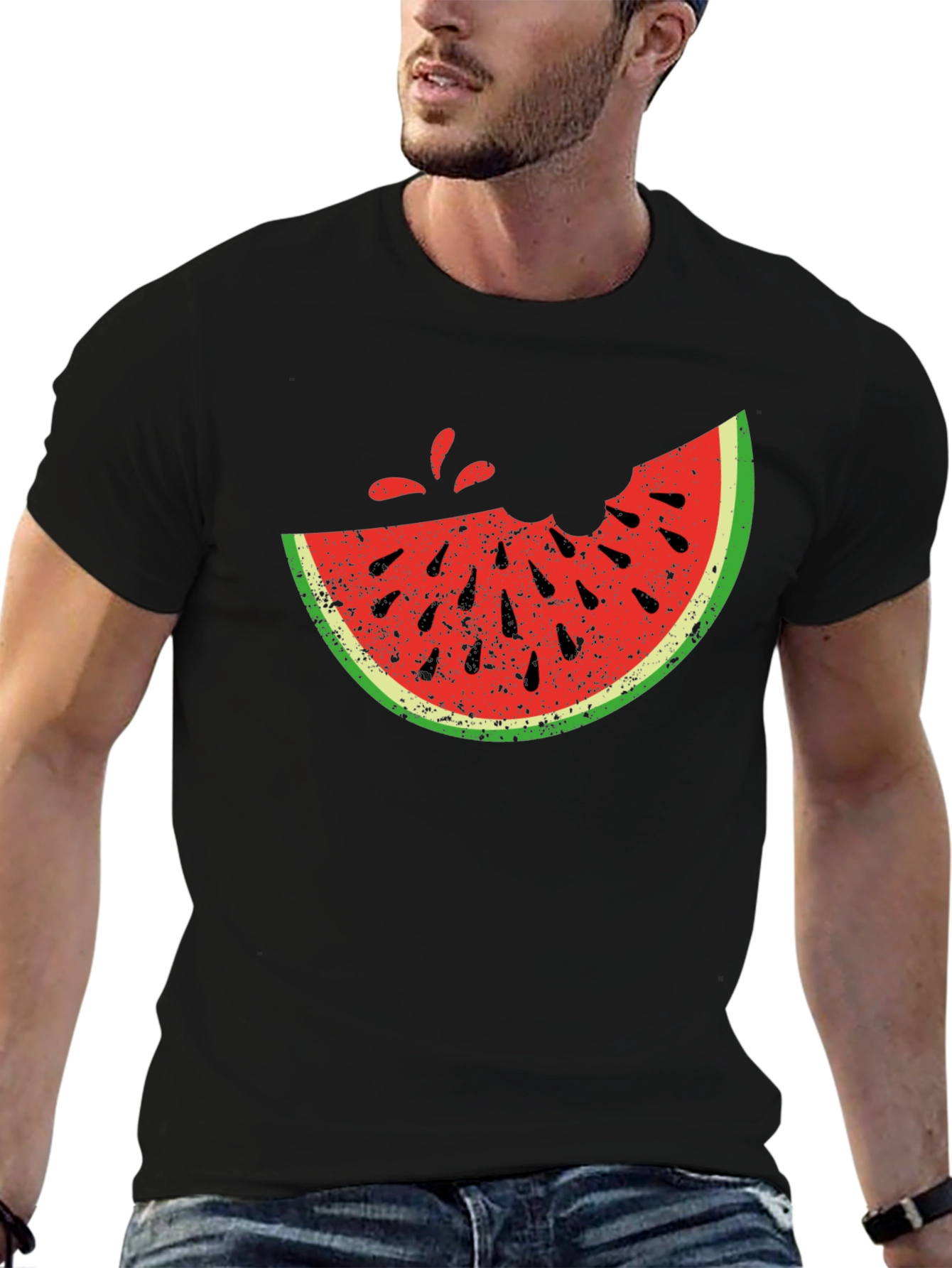 Black Watermelon Bite T-Shirt - Fresh Summer Style view 6