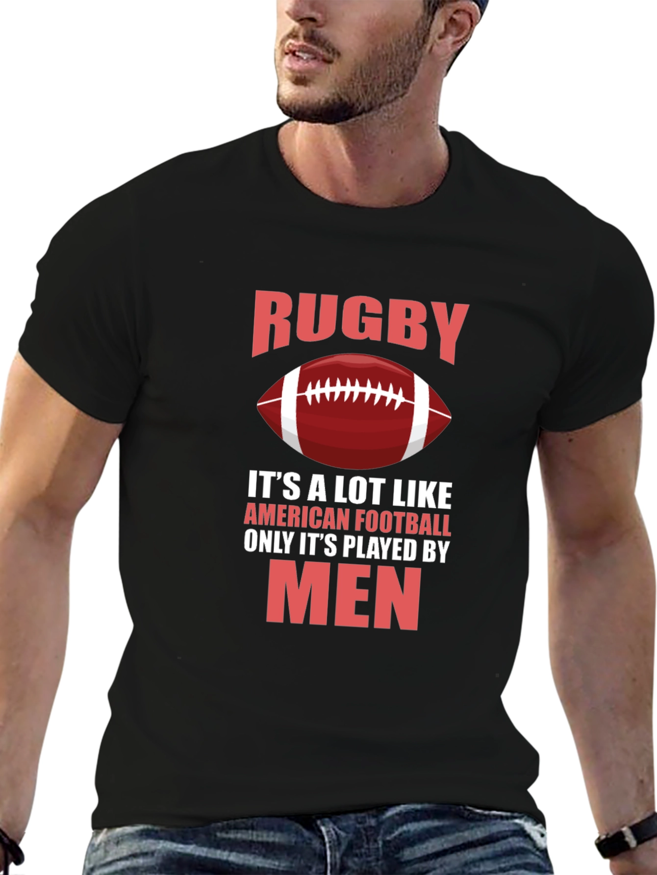 Black Rugby Only Played By Men Graphic T-Shirt view 6