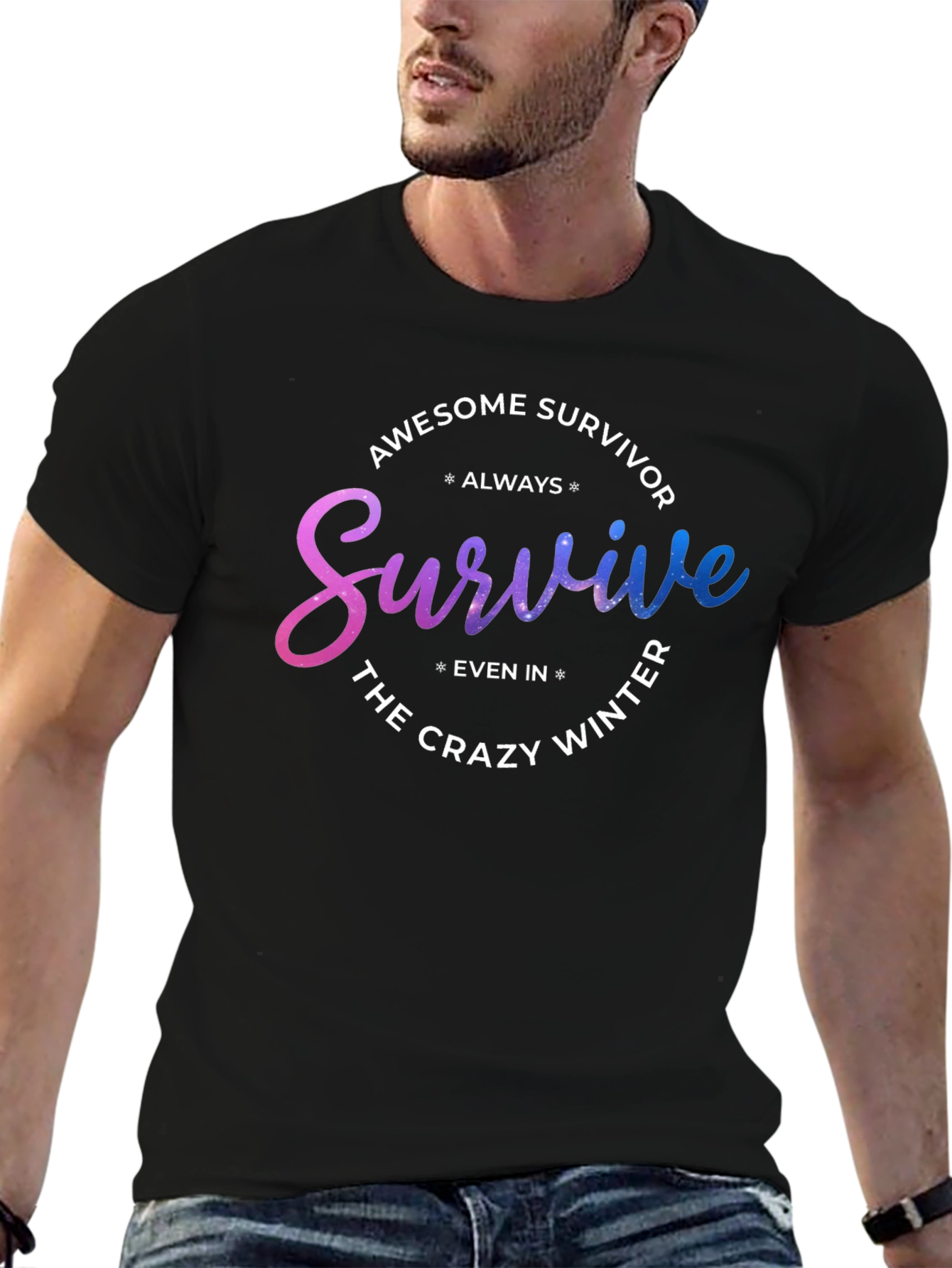 Black Awesome Survivor Always Survive Even In The Crazy Winter T-Shirt view 6