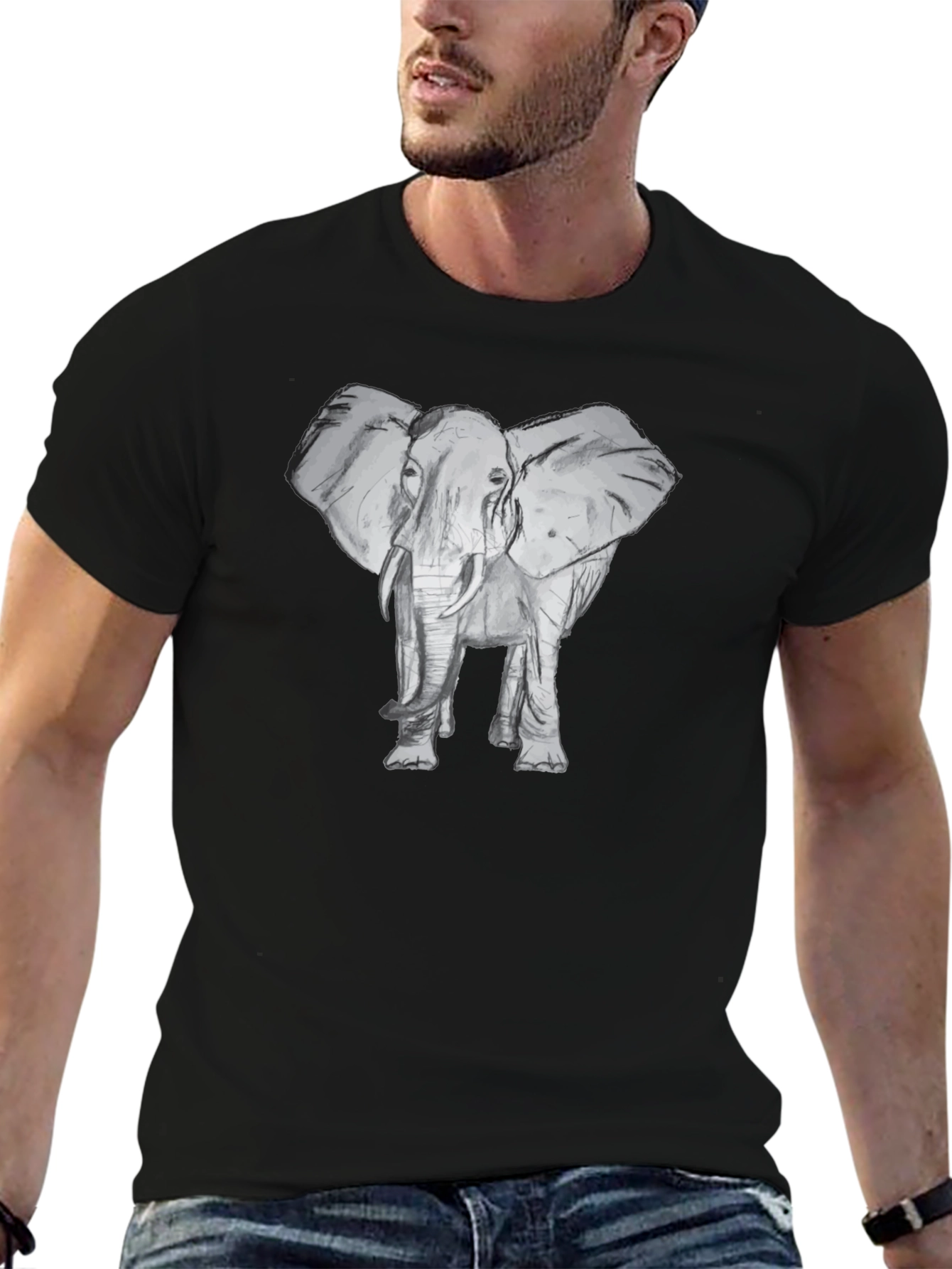 Elephant Graphic Black T-Shirt - 6