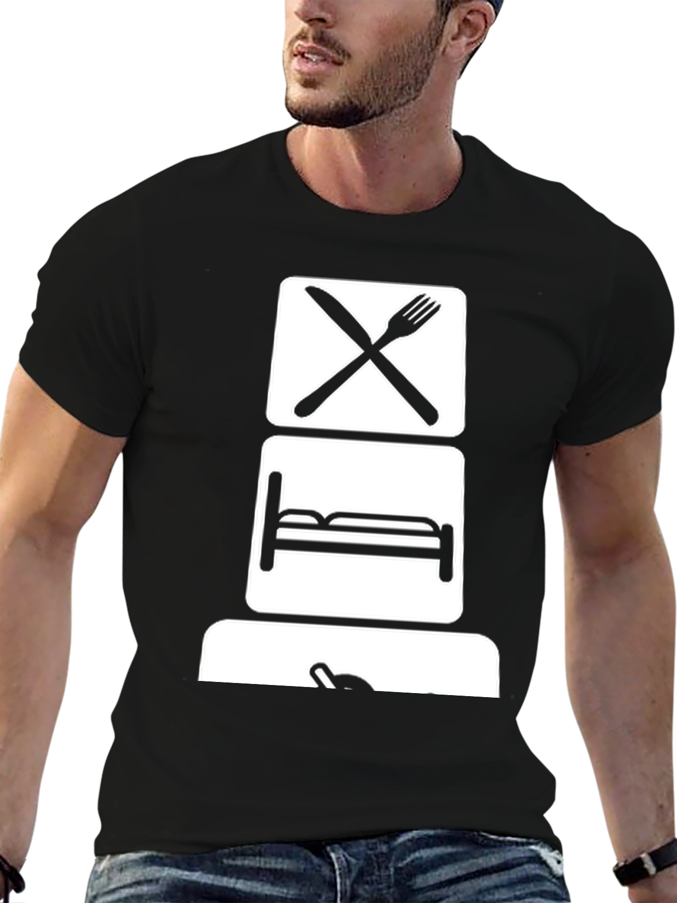 Black Eat, Sleep, Game T-Shirt - Black Graphic Tee view 6