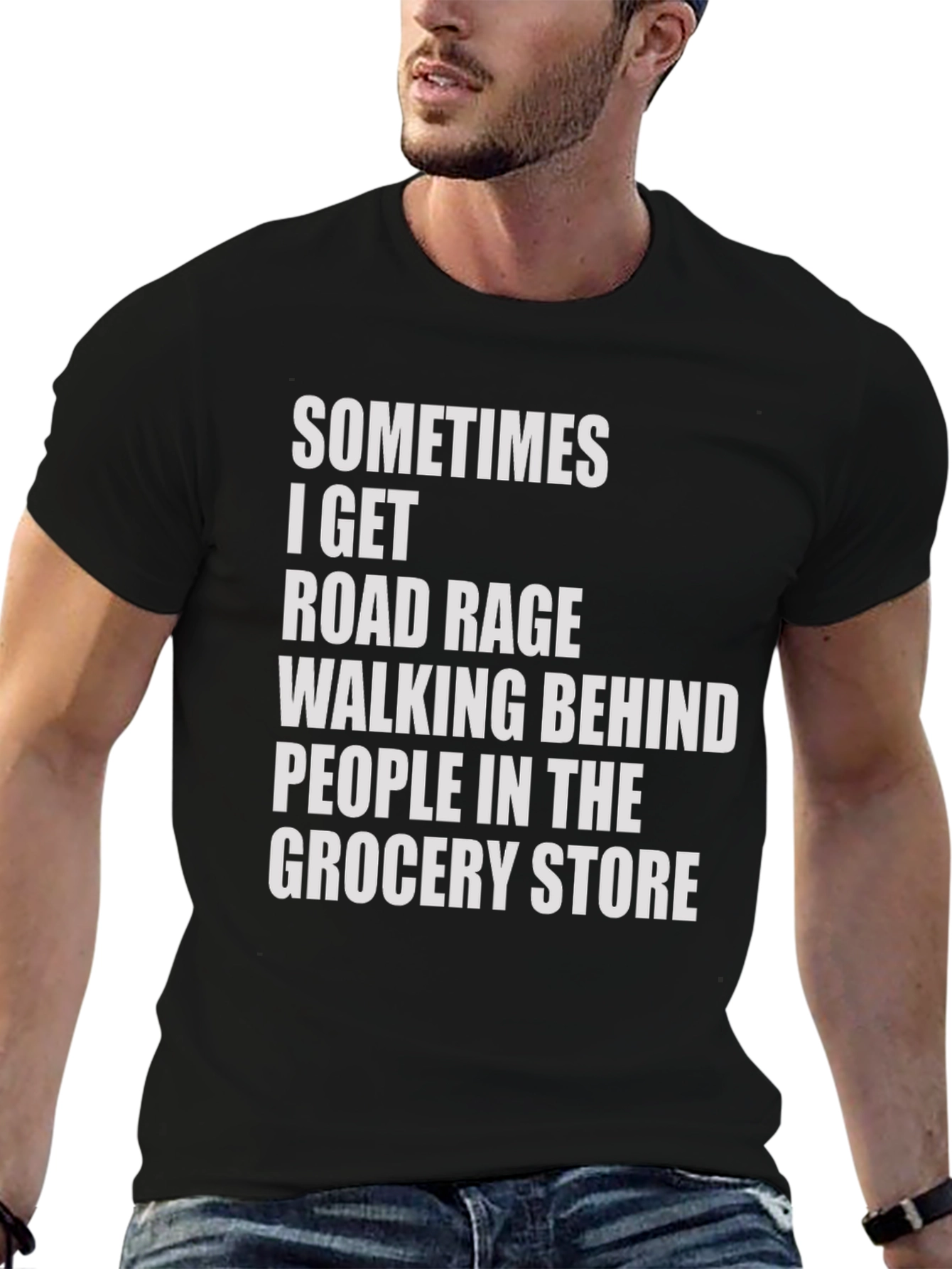 Black Road Rage Grocery Store Humor Tee view 6