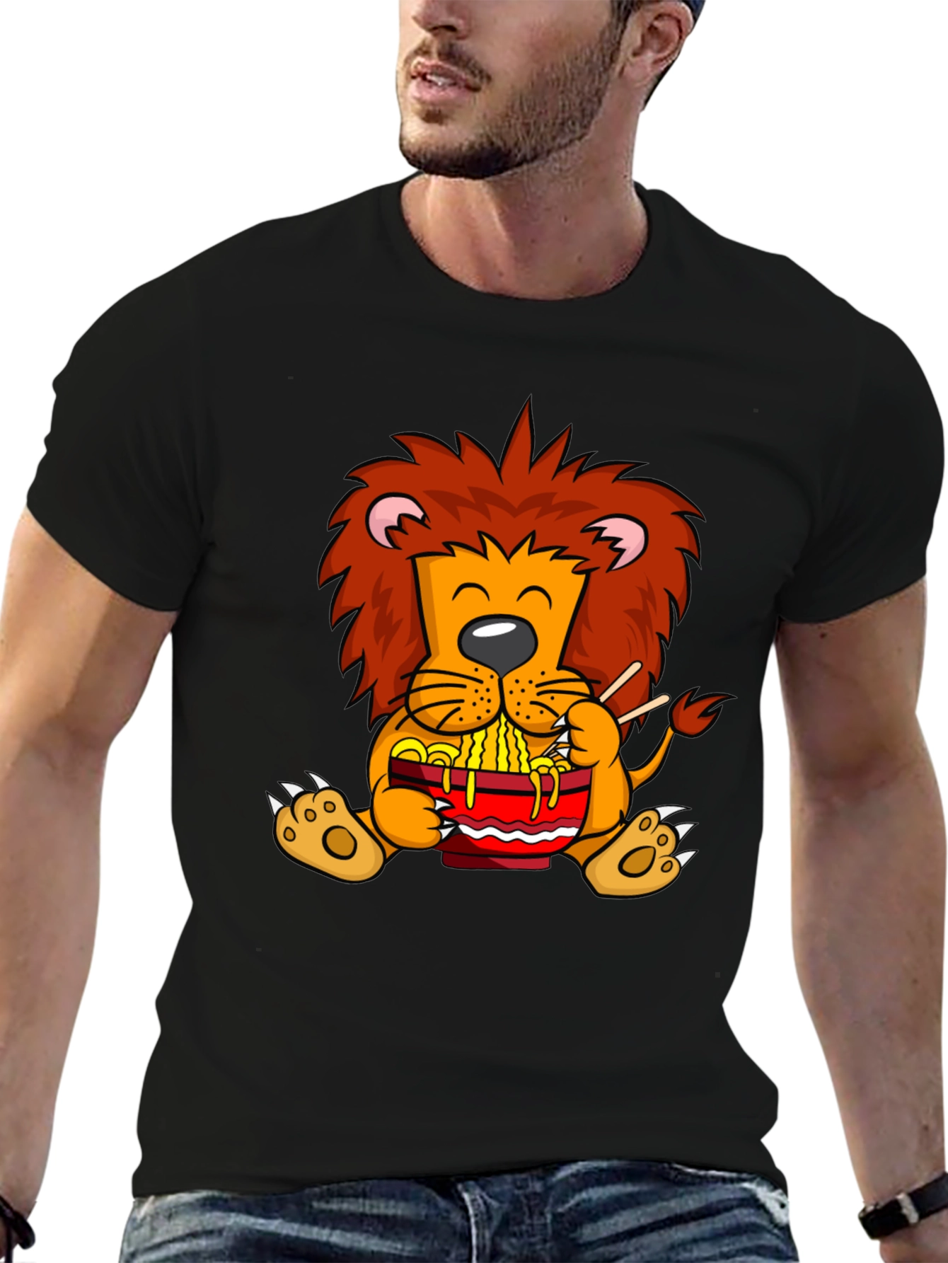 Black Lion Ramen T-Shirt - Cartoon Style view 6