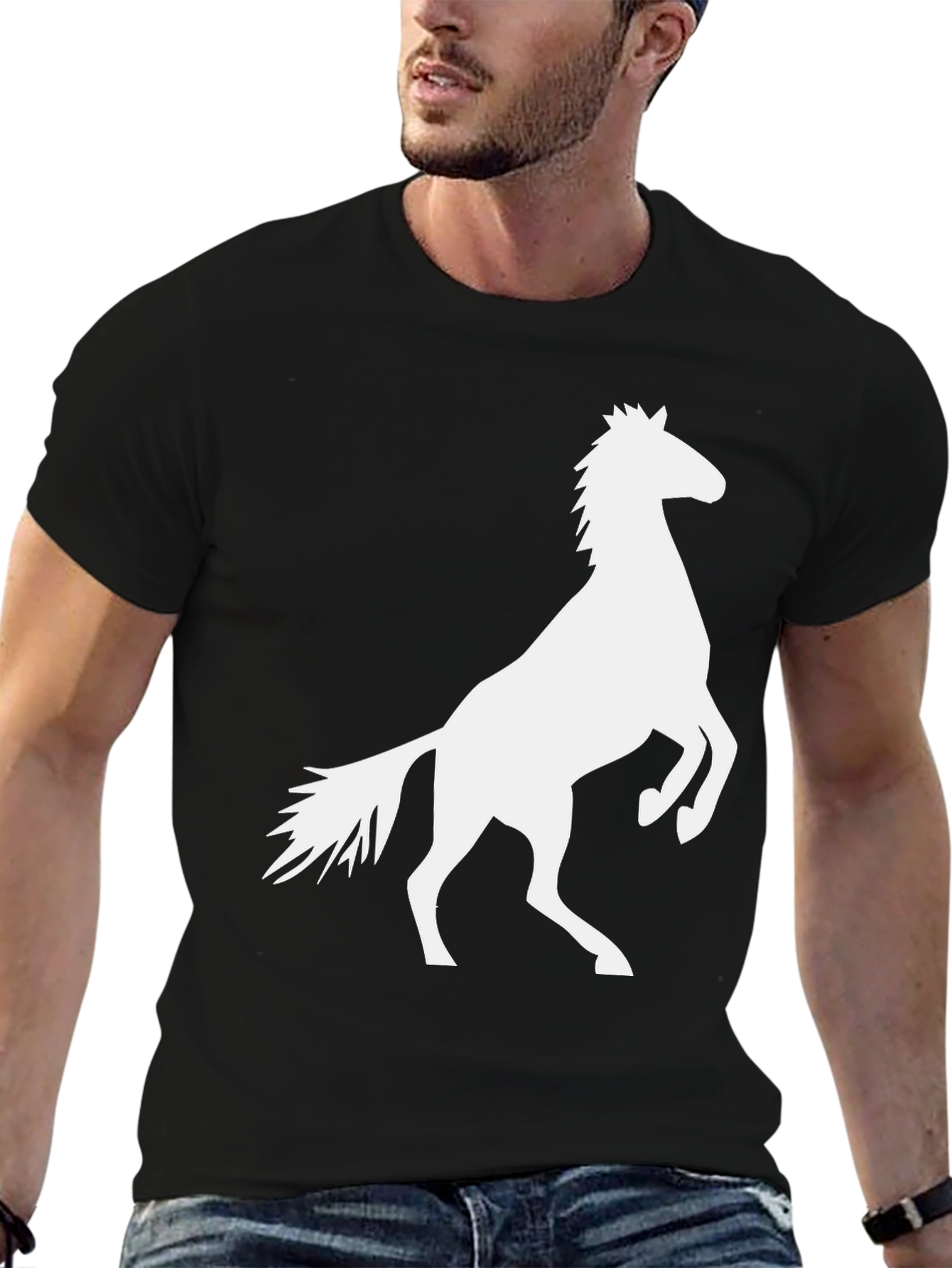 Black Black Tee with Horse Graphic view 6
