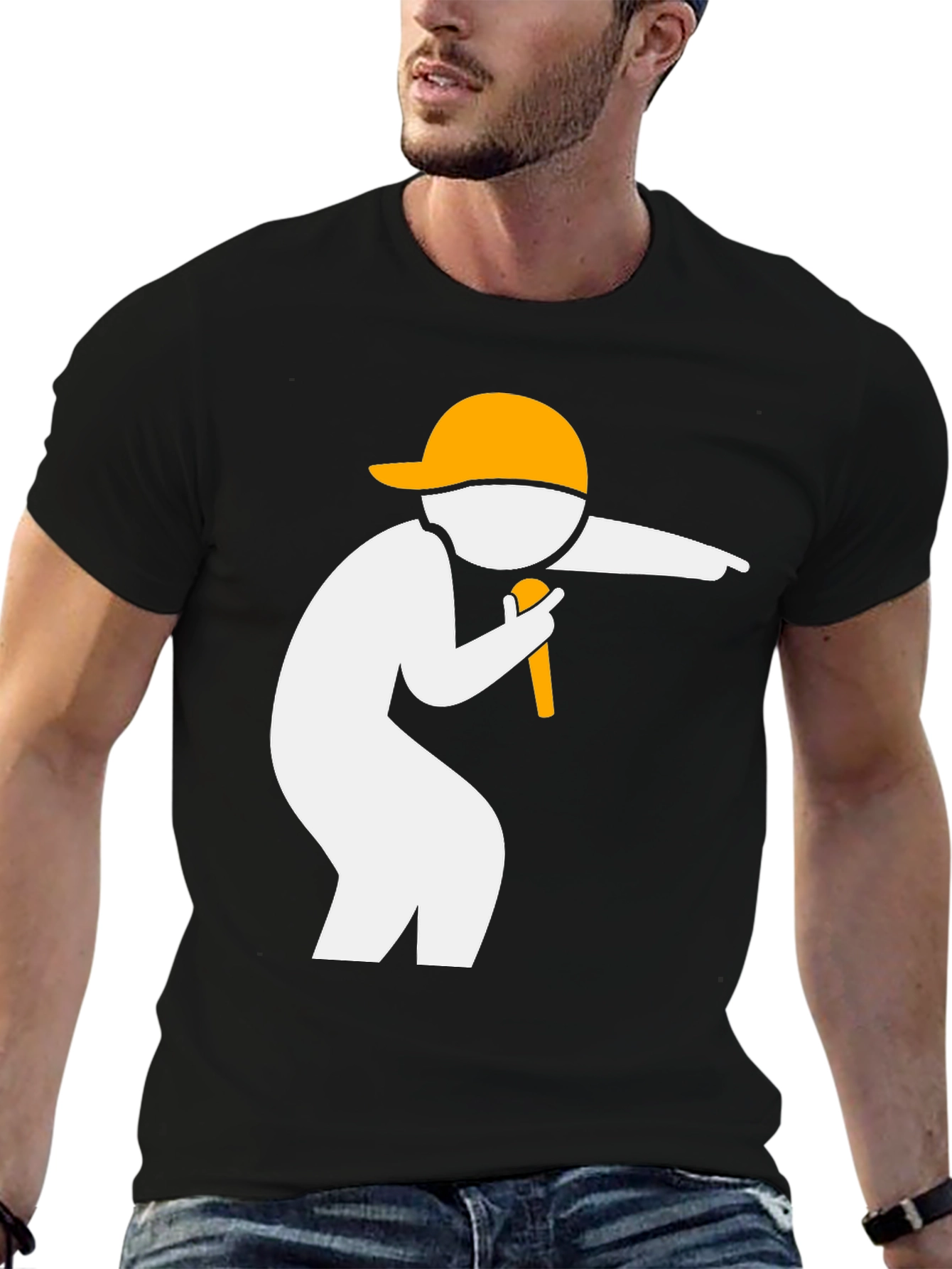 Black Mic Drop Graphic Tee - Black Cotton T-Shirt view 6