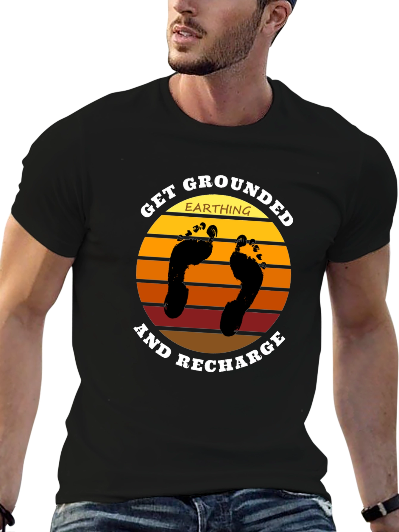 Black Get Grounded Earthing Recharge Graphic Tee view 6