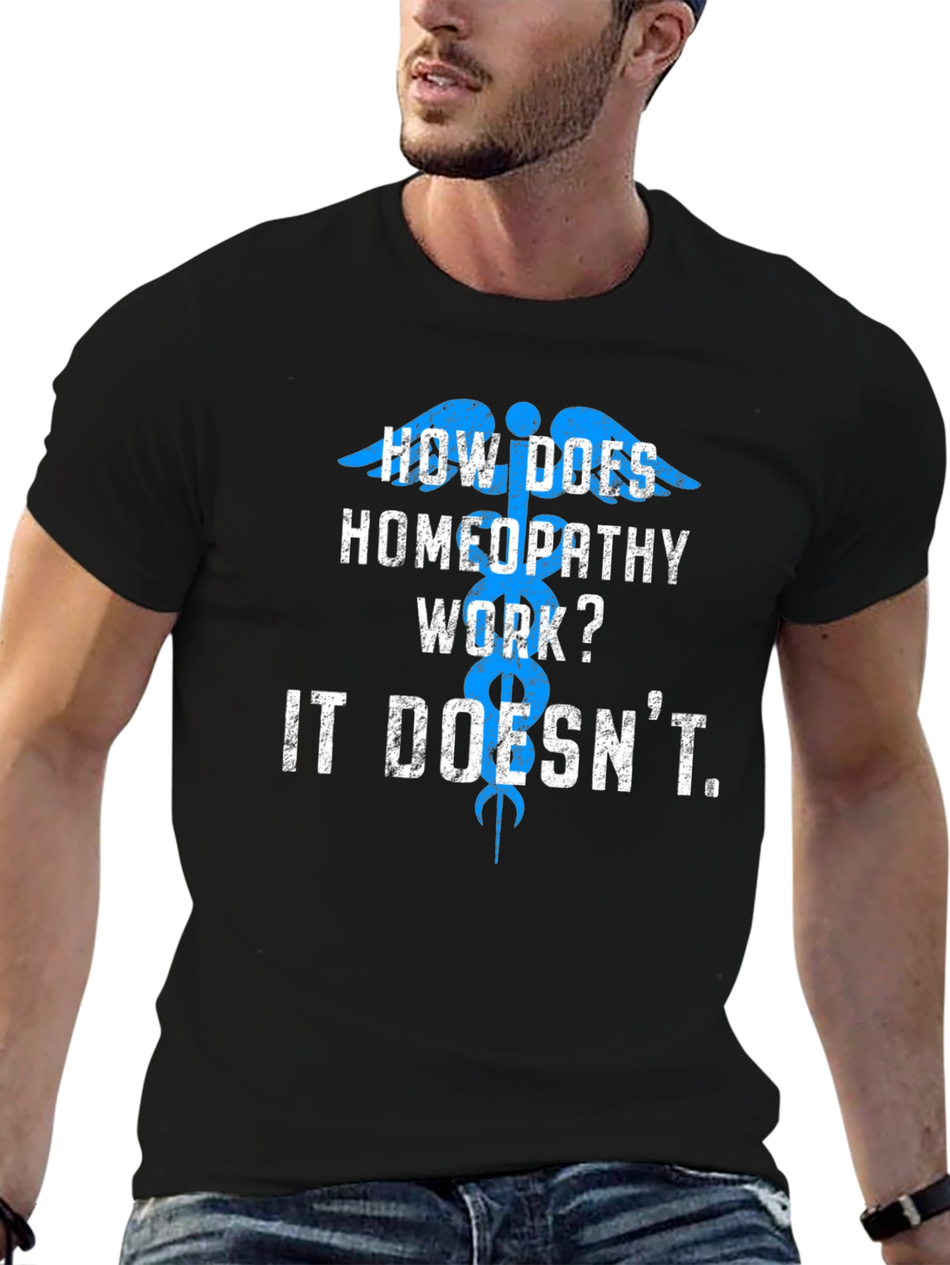 Black Homeopathy Humor Graphic Tee -  It Doesn't Work! view 6