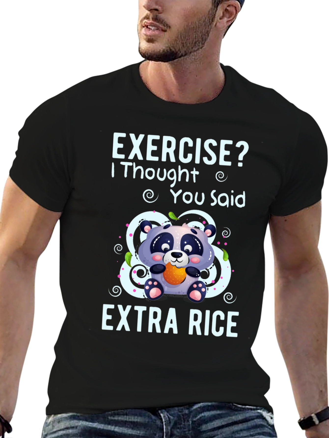 Black Exercise? Extra Rice Panda Graphic Tee view 6