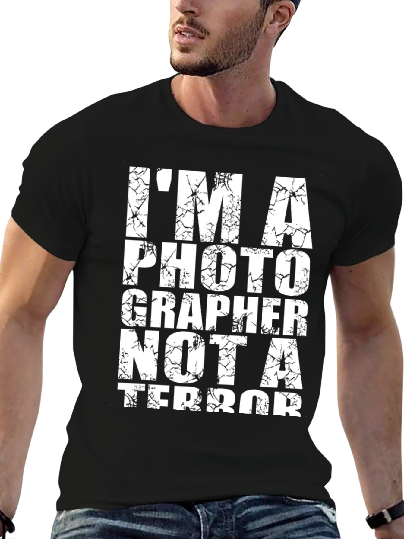 Black I'm A Photographer Not A Terrorist Black T-Shirt view 6