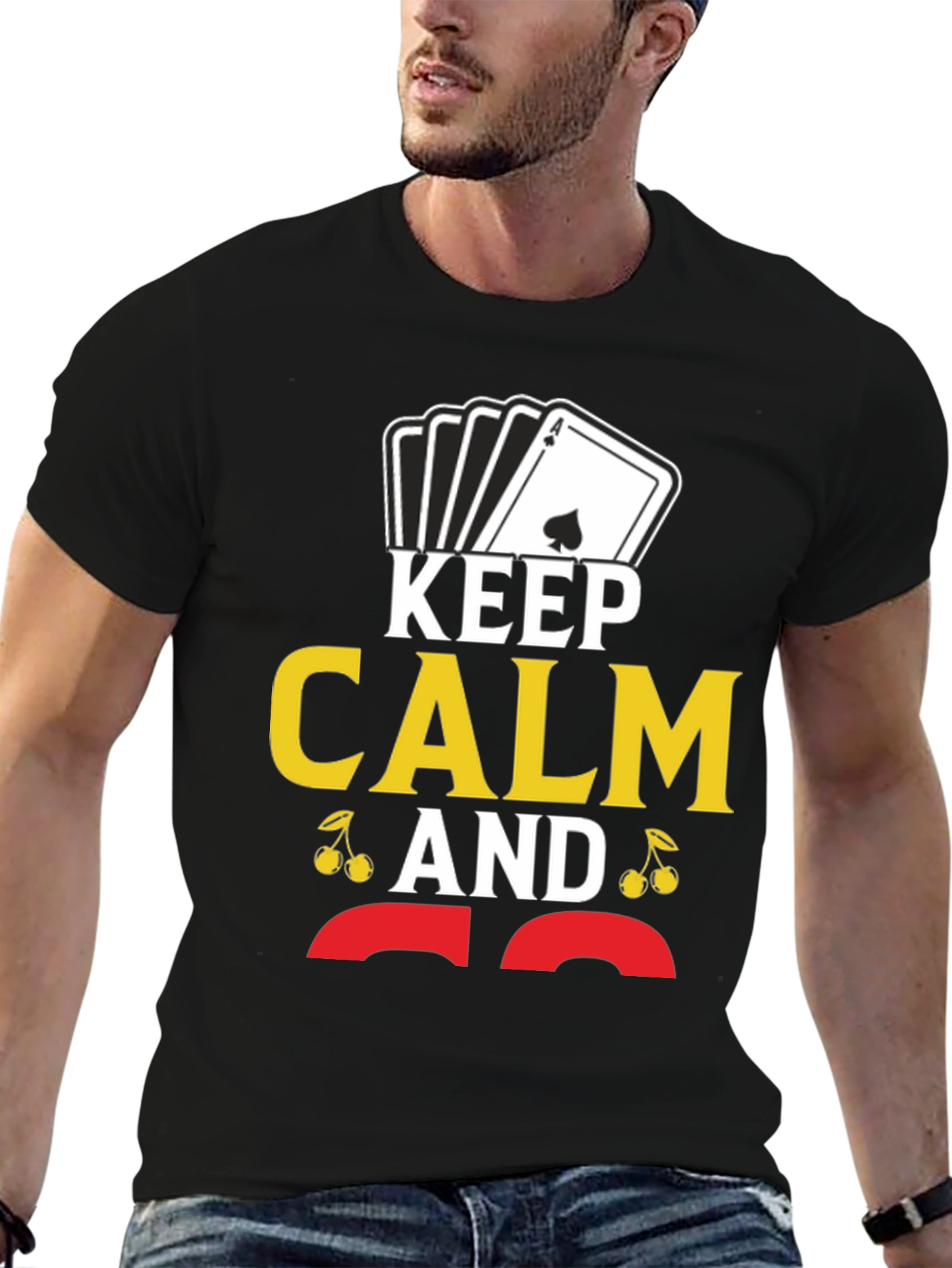 Black Keep Calm Ace T-Shirt - Funny Poker Casino Card Tee view 6