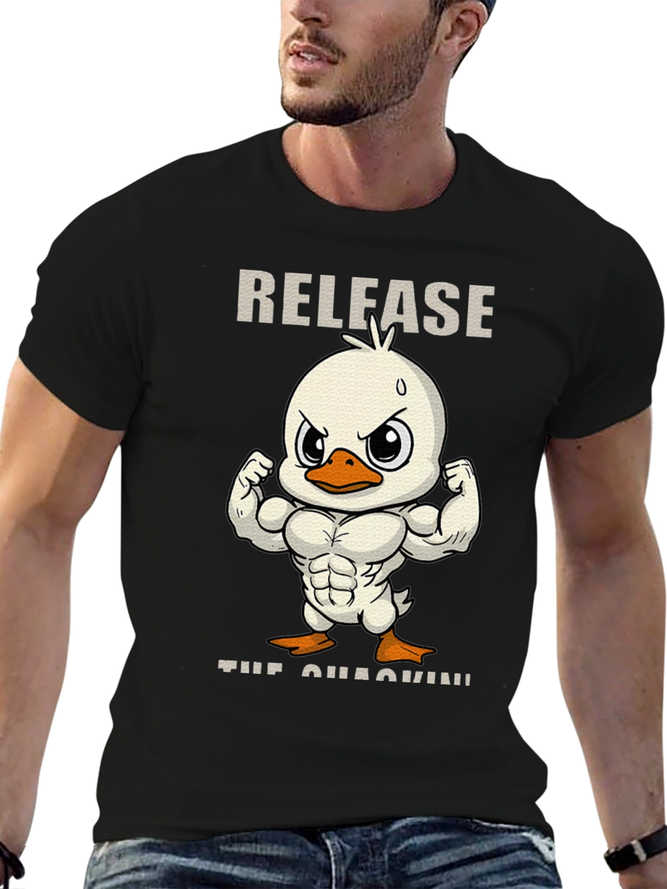 Black Release the Quackin' Funny Duck T-Shirt view 6