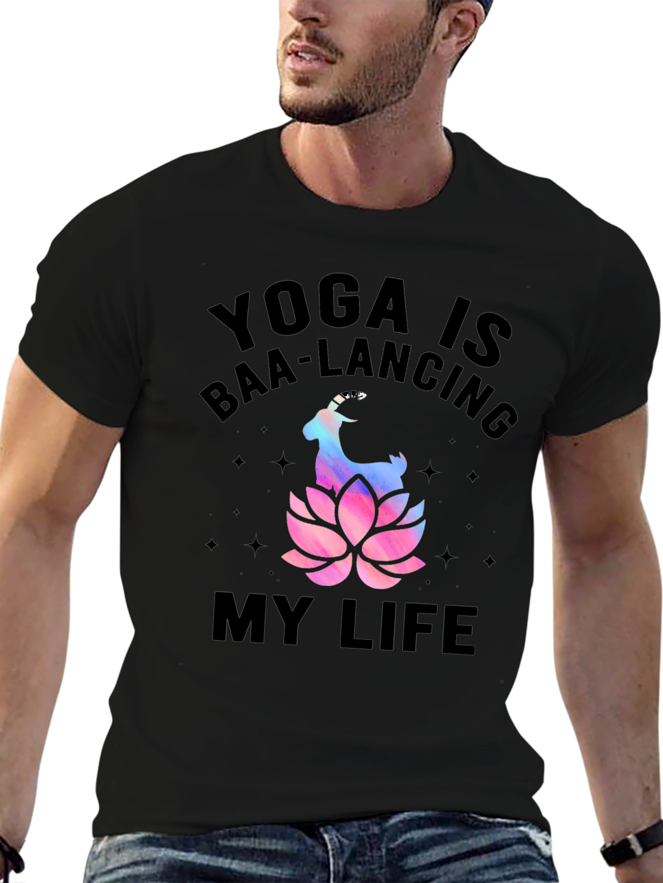 Black Yoga Baa-lancing Life Graphic Tee view 6