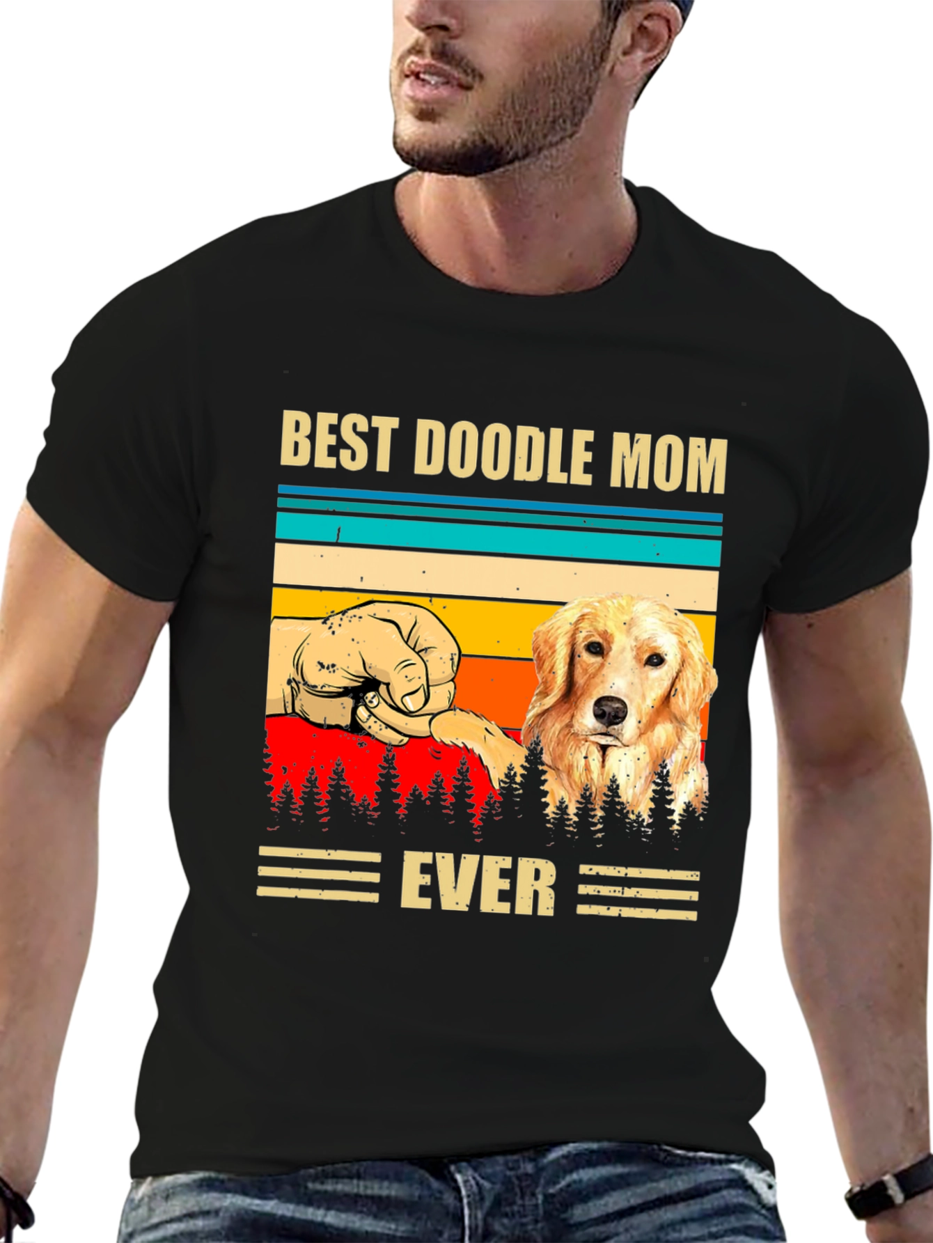 Black Best Doodle Mom Ever Graphic T-Shirt view 6