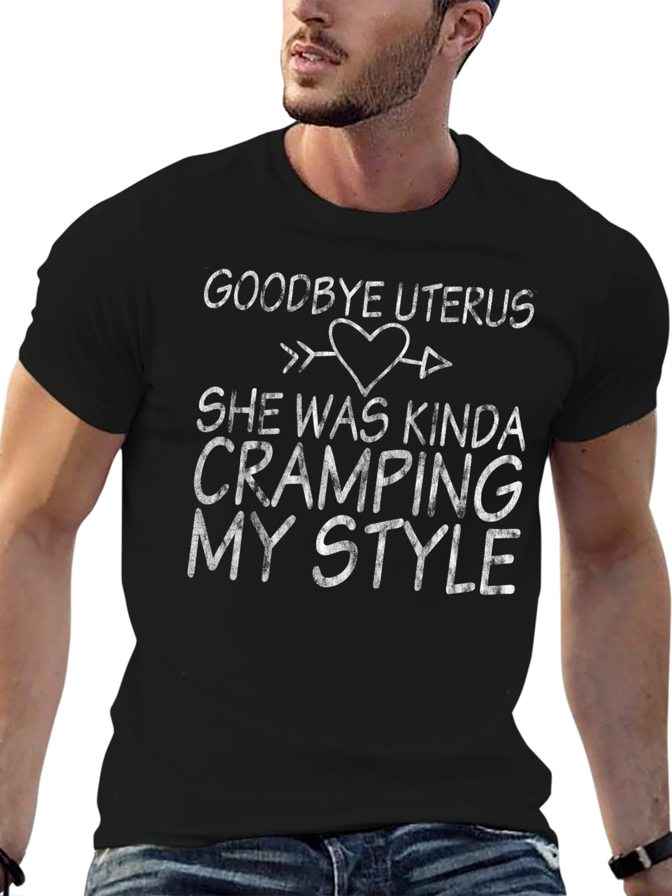 Black Goodbye Uterus T-Shirt - Funny Post-Hysterectomy Tee view 6
