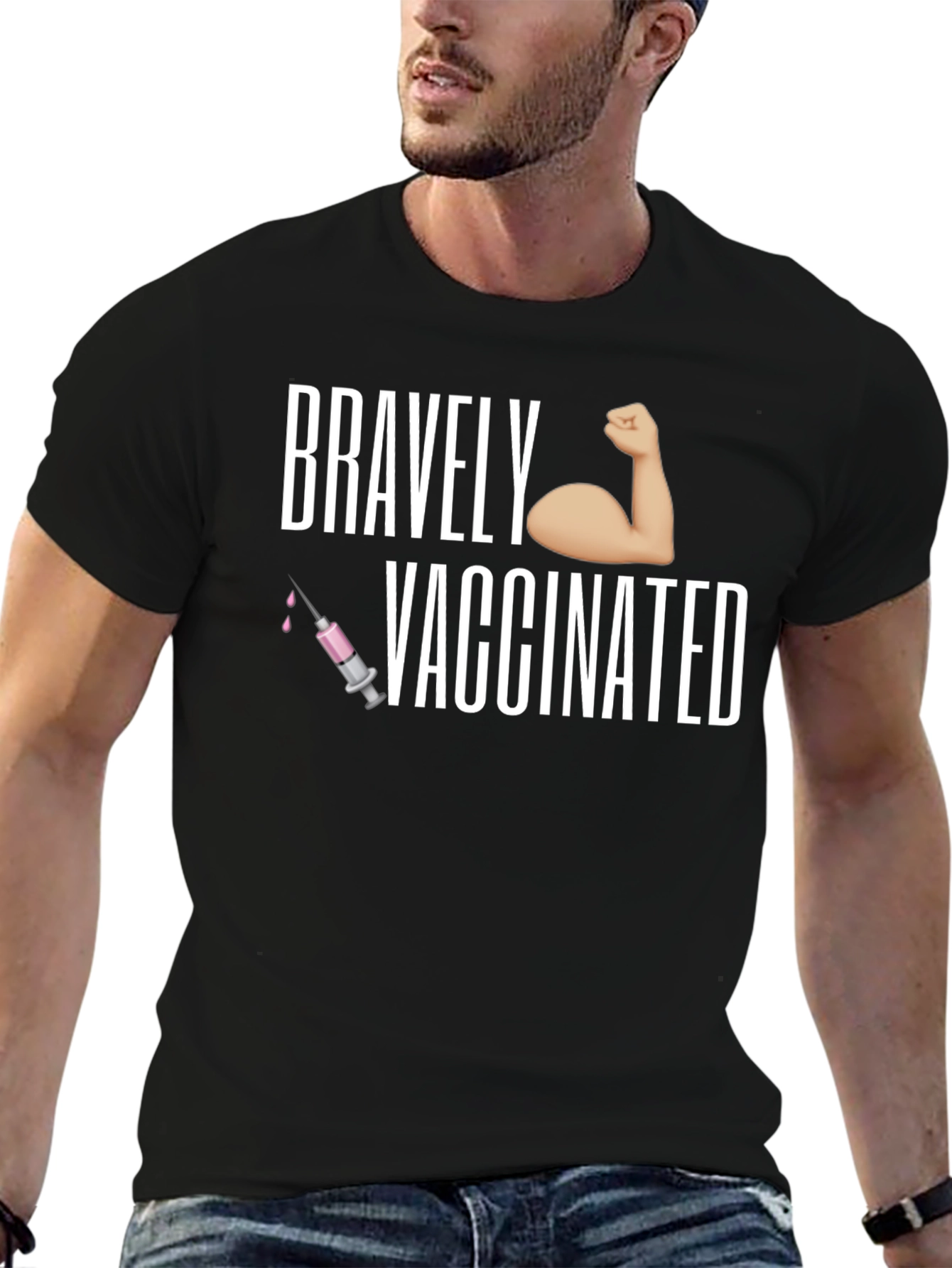 Black Bravely Vaccinated T-Shirt - Pro Vaccine Tee view 6