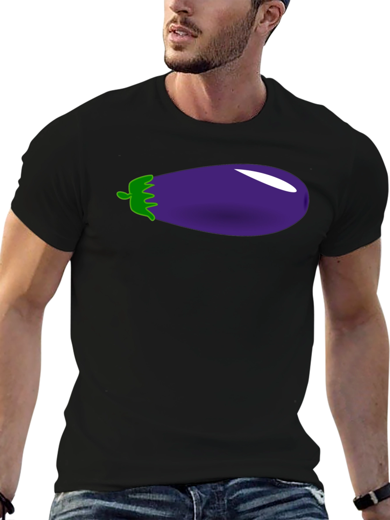 Black Eggplant Graphic Print Black T-Shirt view 6