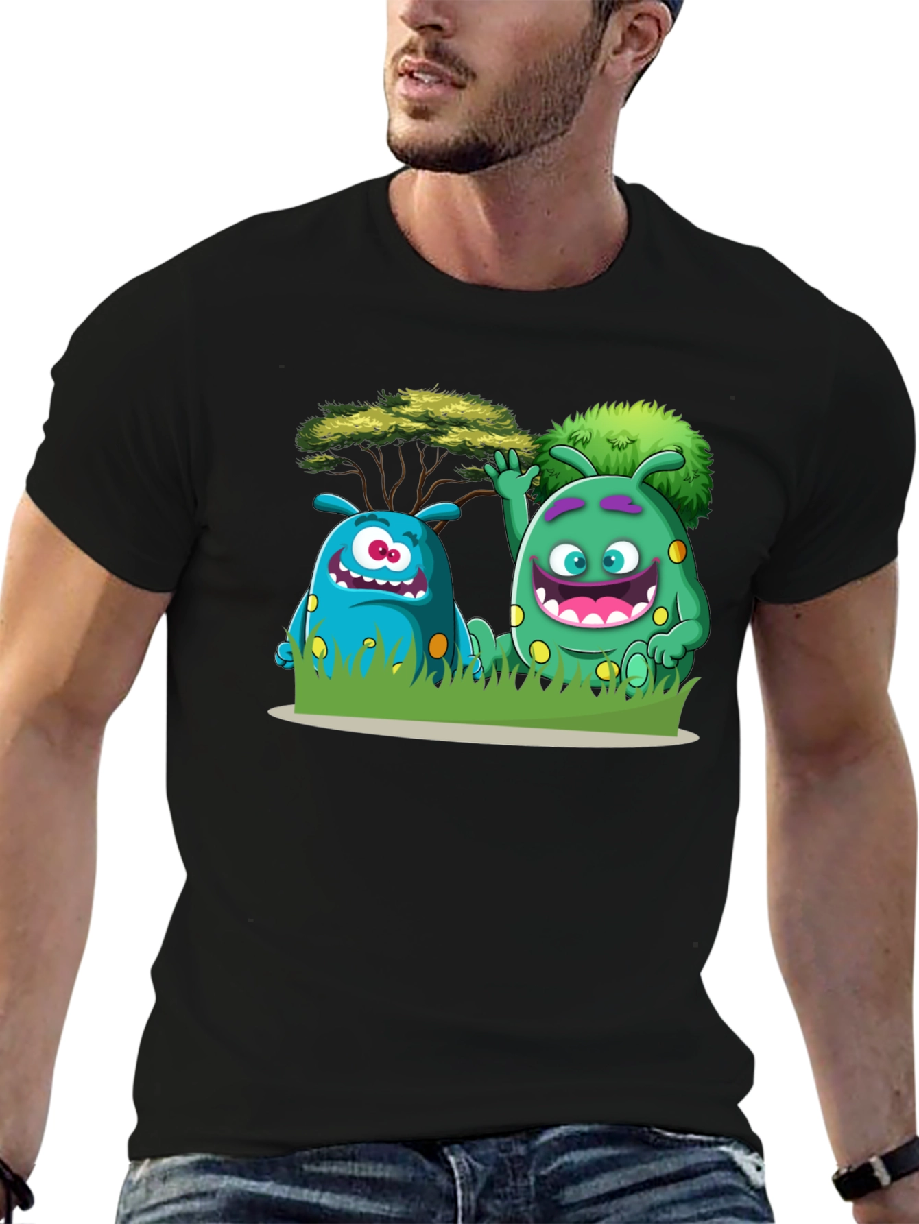 Black Monster Pals Graphic Tee - Fun & Unique Design view 6
