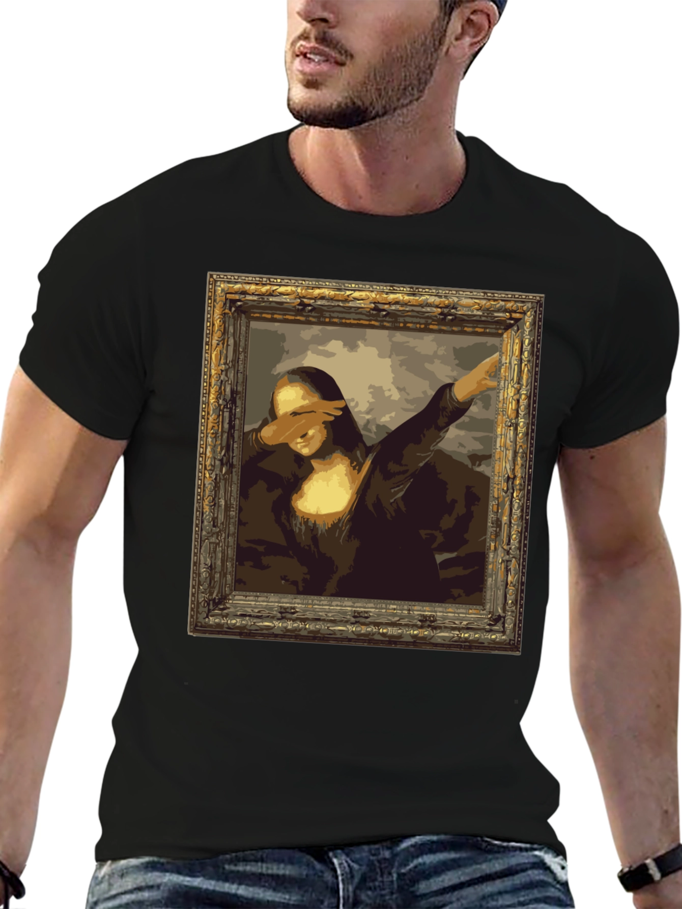 Black Mona Lisa Dab Black T-Shirt view 6
