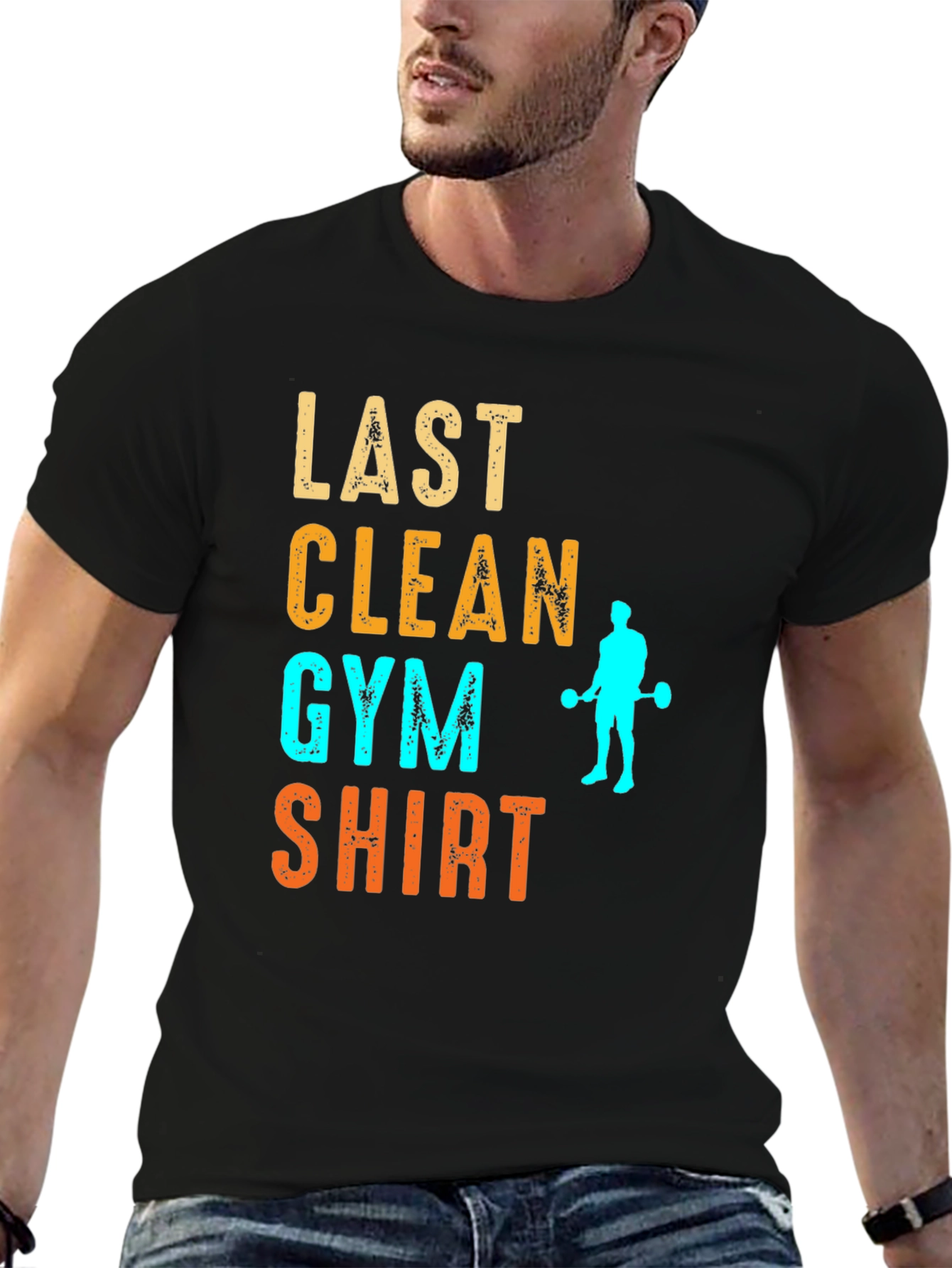 Black Last Clean Gym Shirt Funny Workout Tee view 6